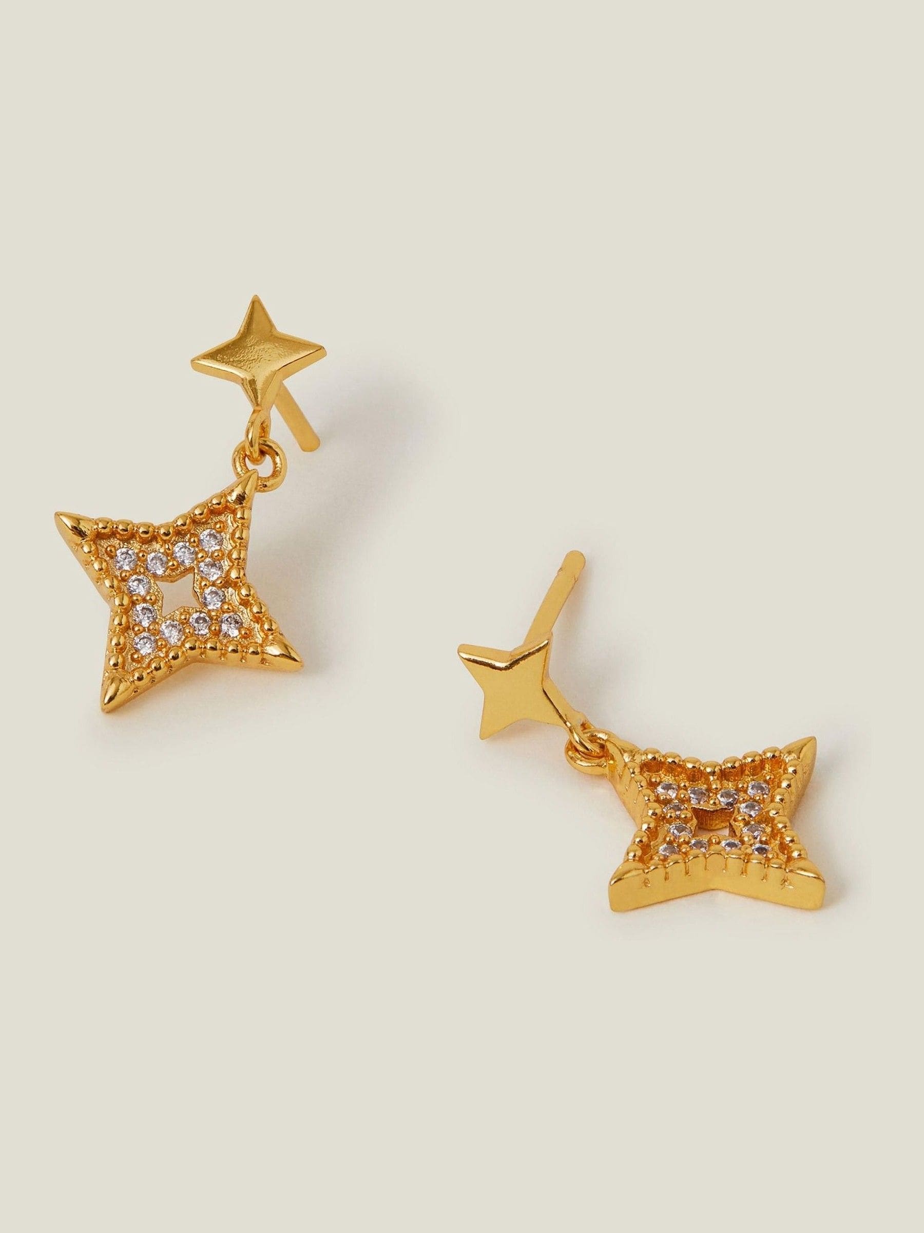 Next - Accessorize 14Ct Forgyldte Diamantstjernedråbeøreringe