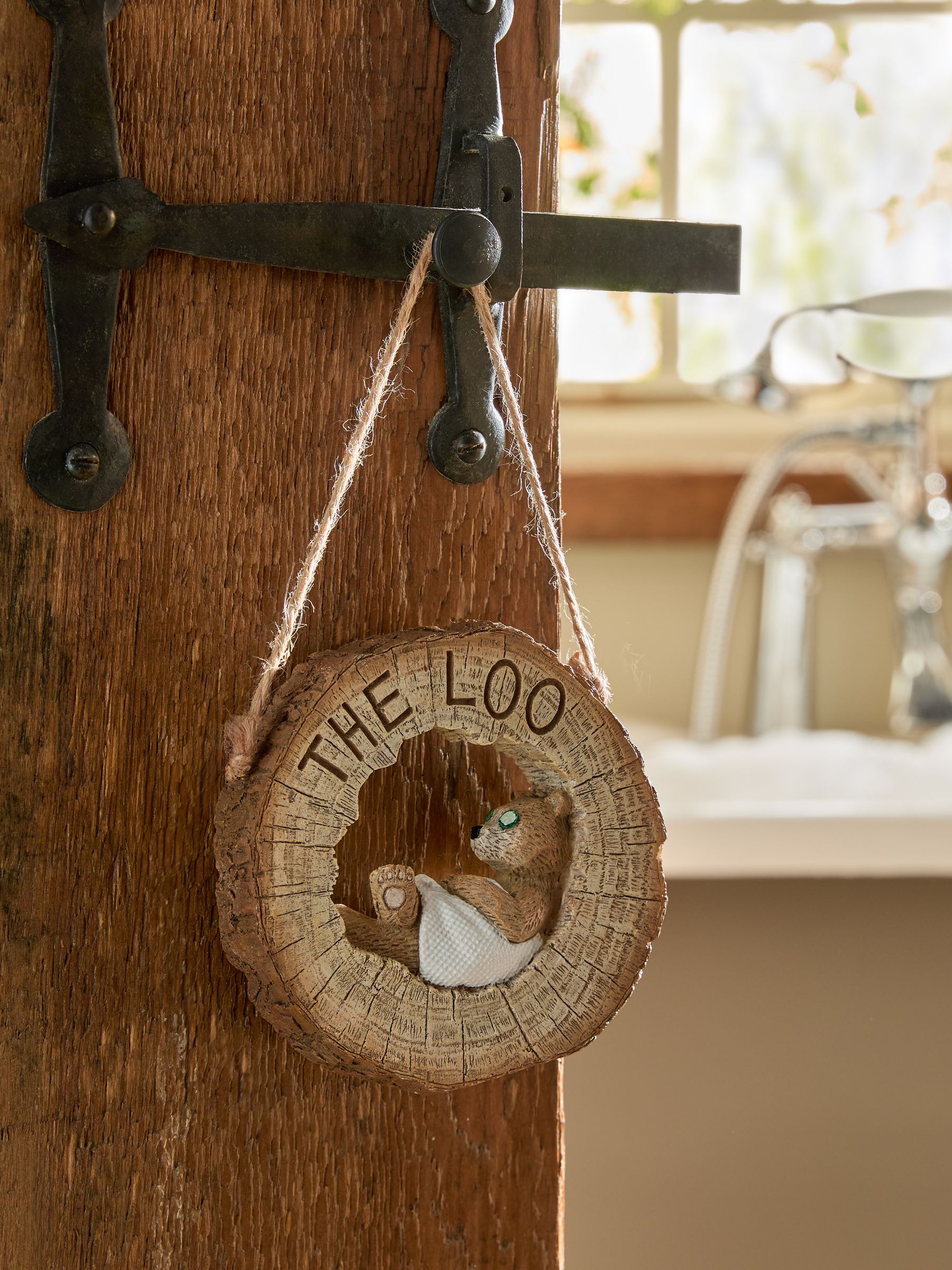 Next Natural Bertie Bear The Highland Reversable Hanging Bathroom Sign