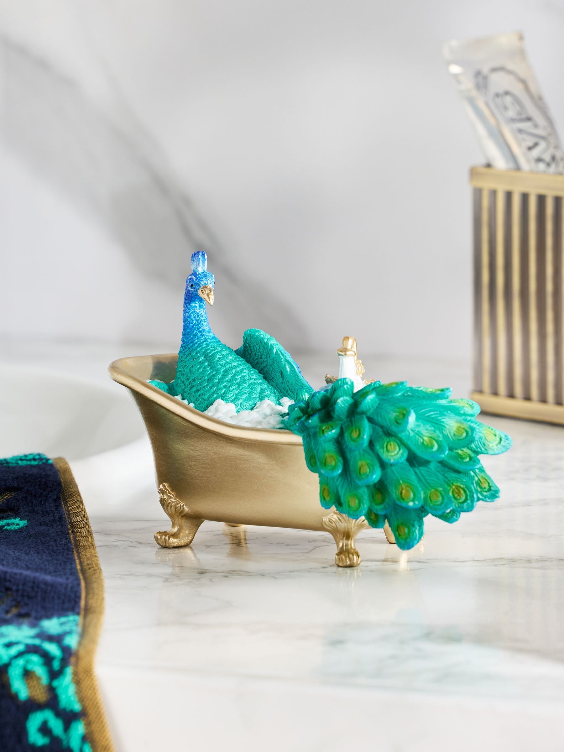 Next Blue Benedict Peacock Bath Bathroom Ornament