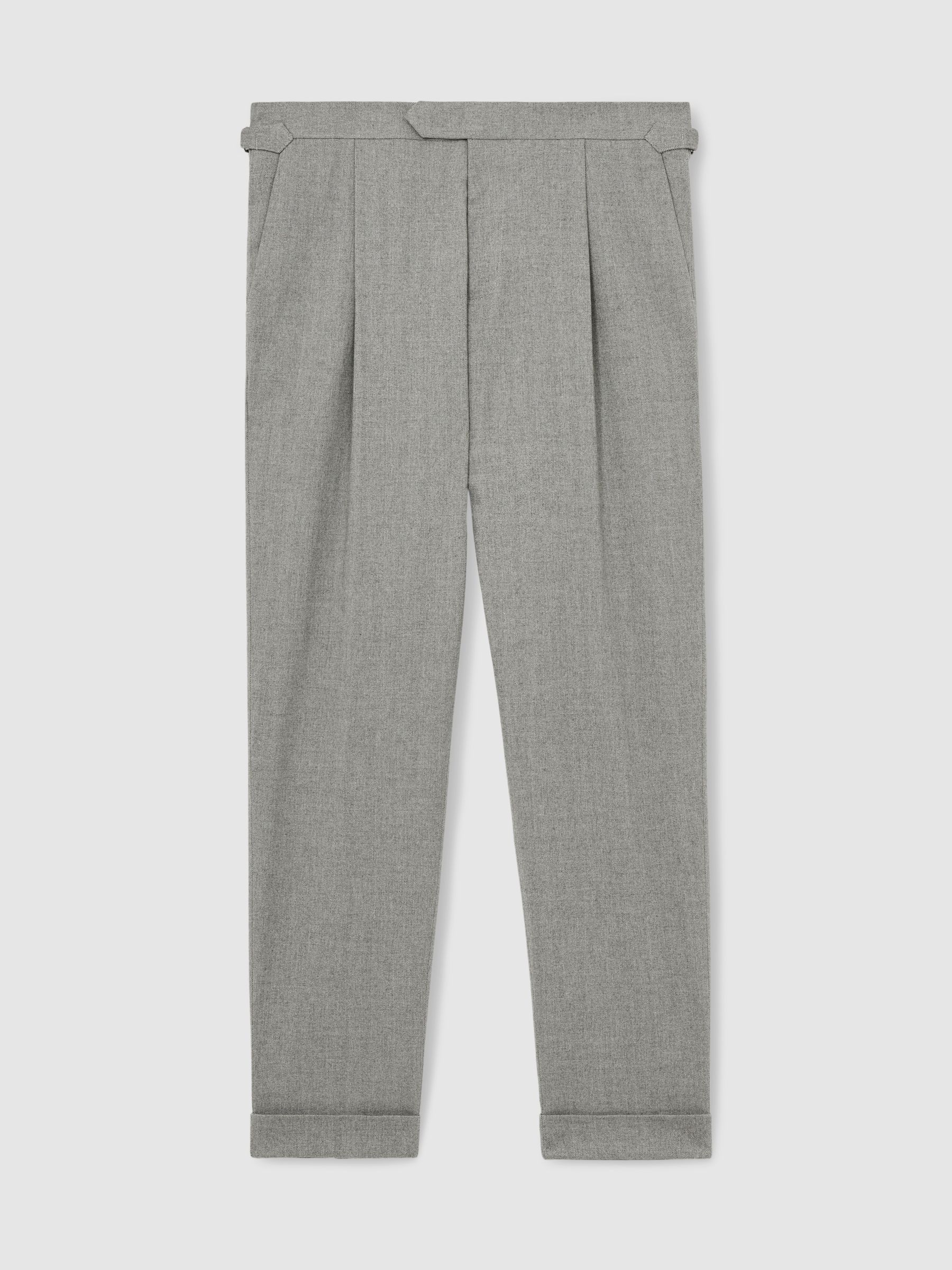 Reiss Grey Complex Tailored-Fit Herringbone Trousers