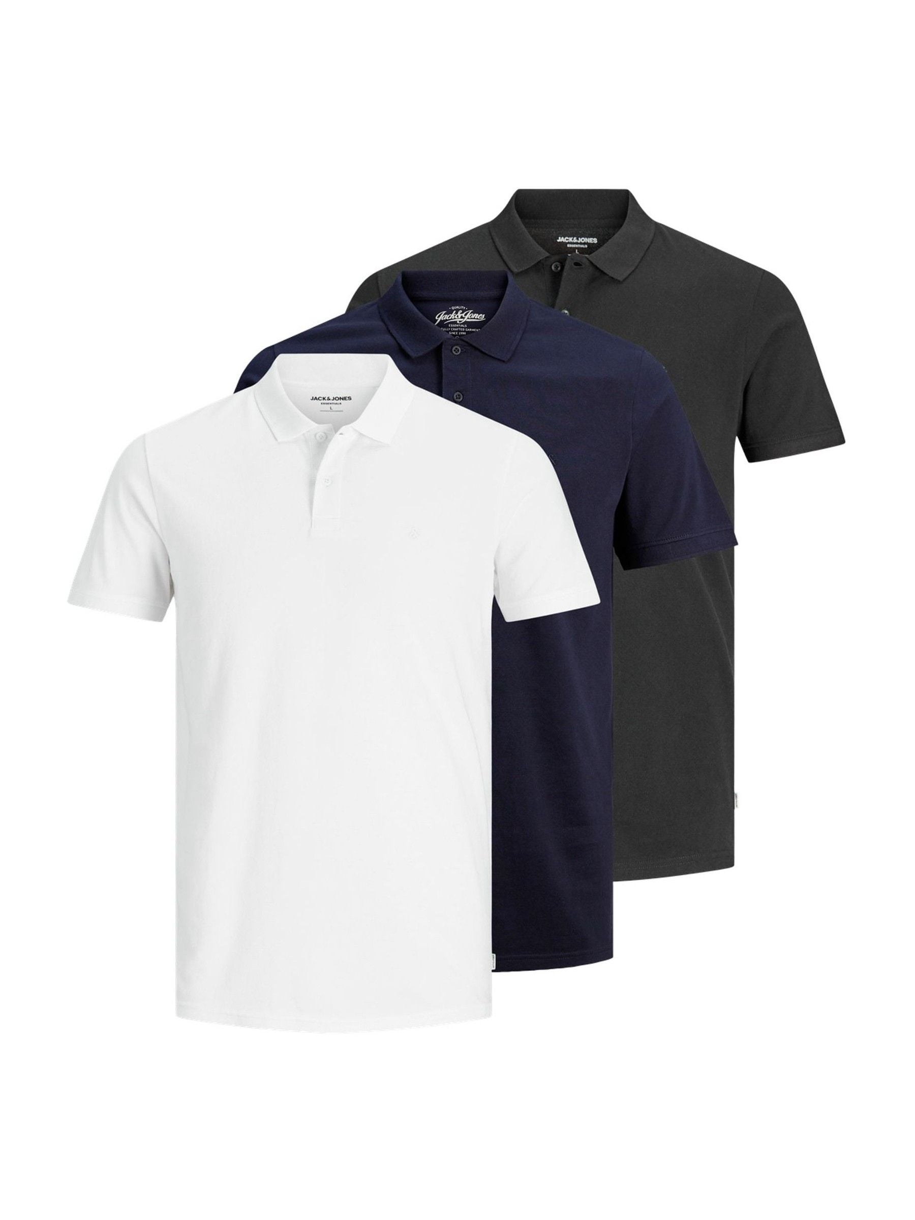 Jack & Jones Herren Navy Blazer Pack:with Weiß Schwarz Poloshirt "Jjebasic Polo Ss 3Pk Mp Noos" Packung 3 Stk. Baumwolle Slim Fit erhältlich in Größe L/S/XL/XS/XXL von Baur - Bild 7