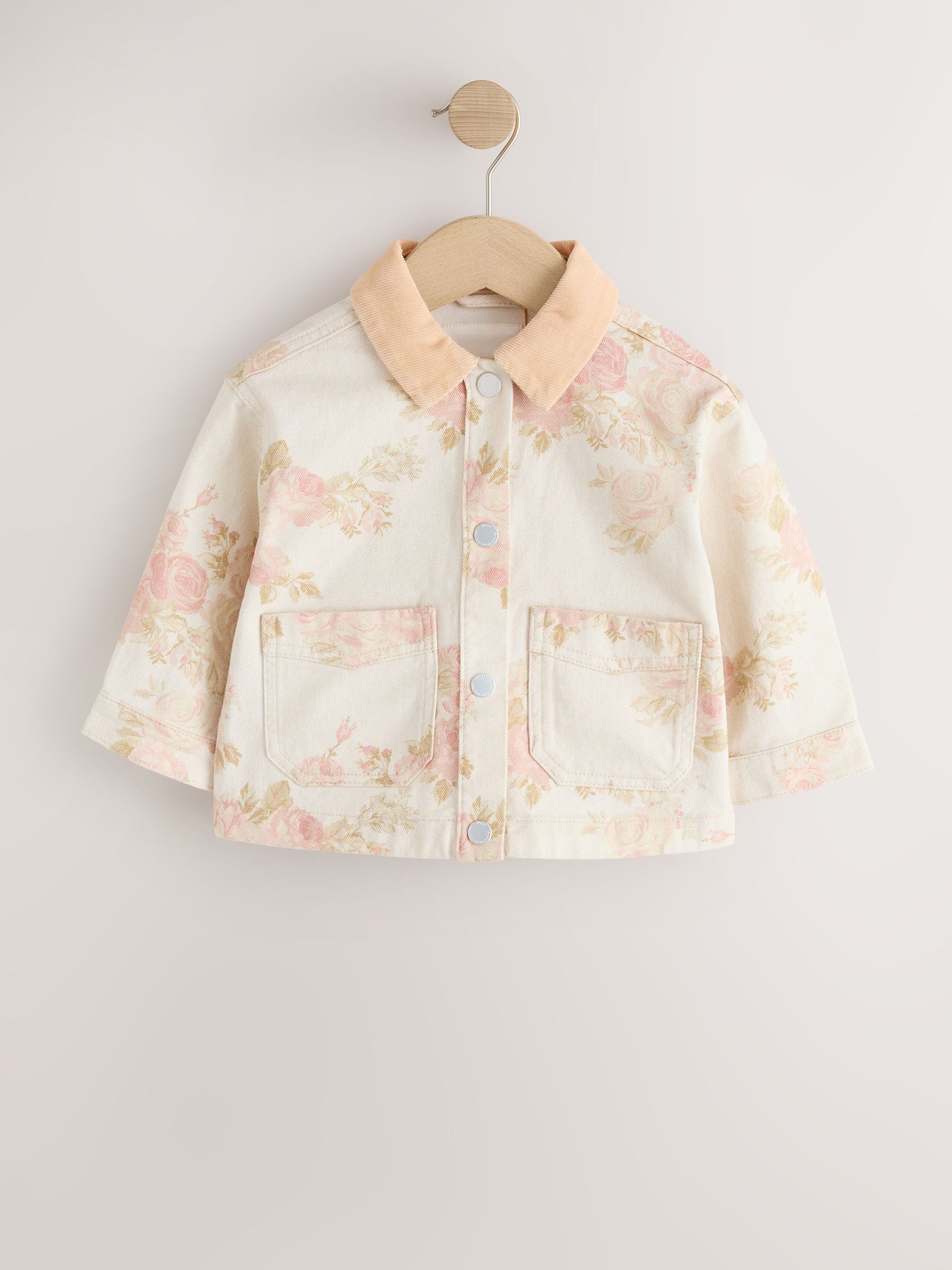 Next Ecru Floral Cord Collar Denim Jacket (3Mths-7Yrs)