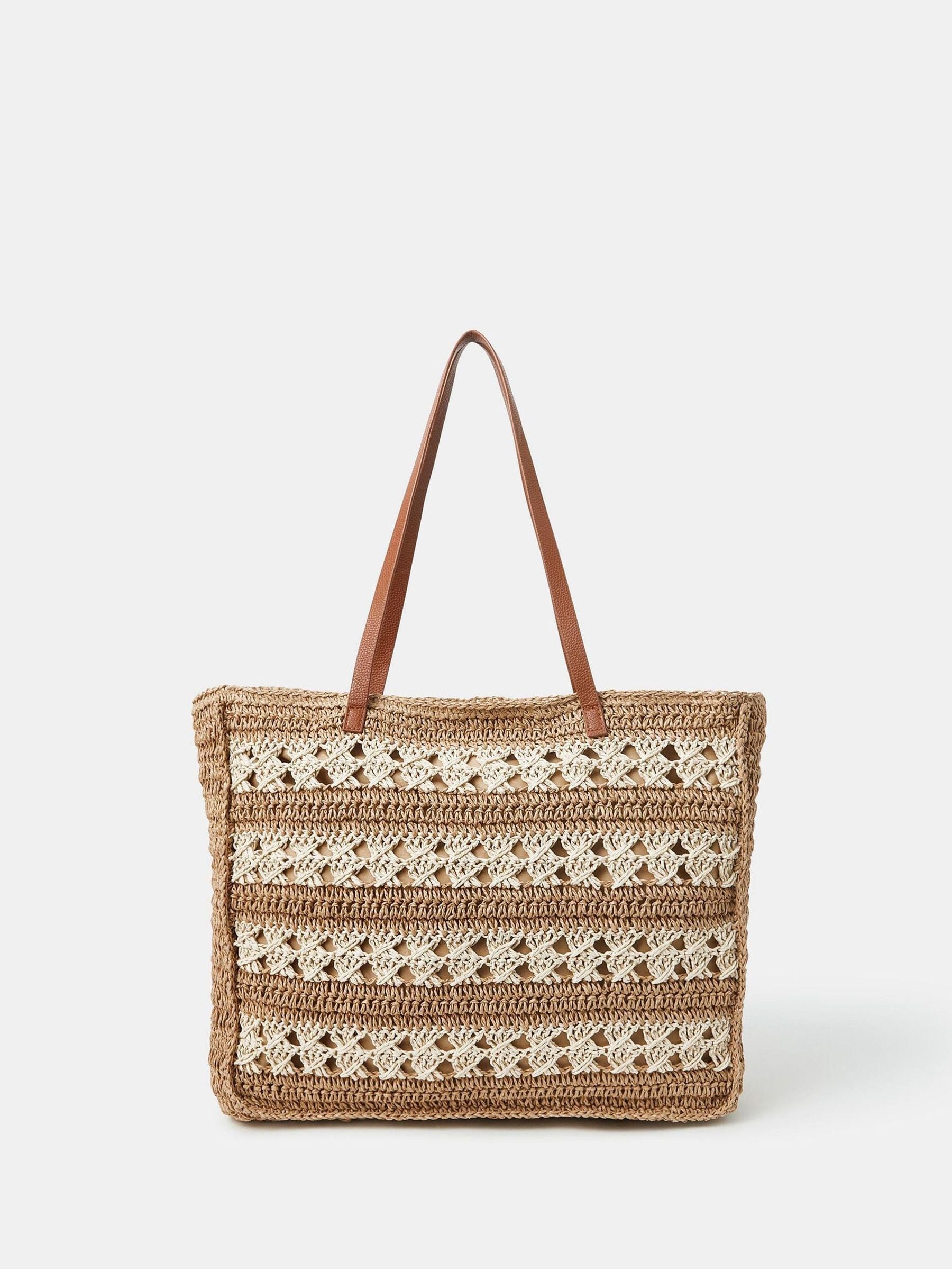 Next - Accessorize Stribet Woven Raffia Mulepose Bag