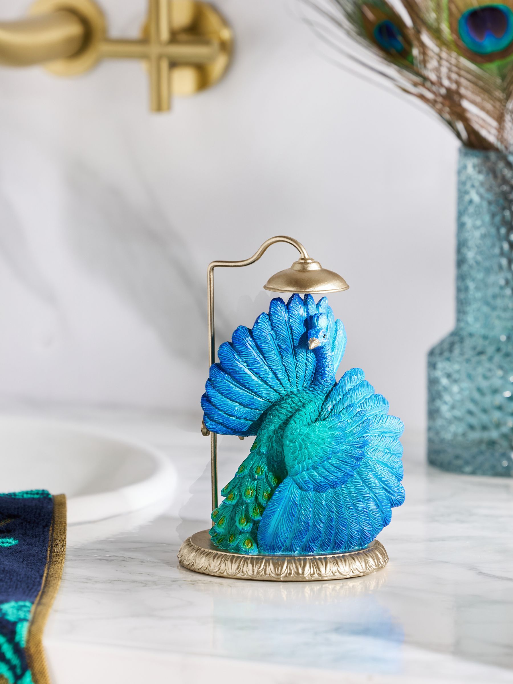 Next Blue Benedict Peacock Shower Bathroom Ornament