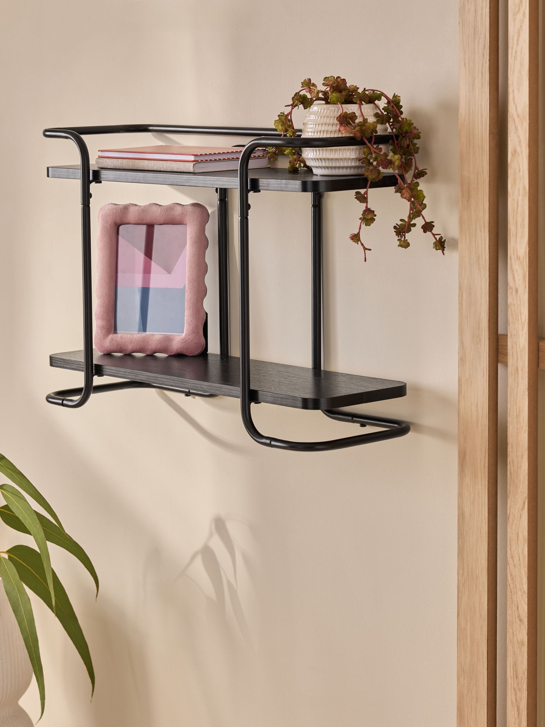 Next Black 2 Tier Wall Shelf