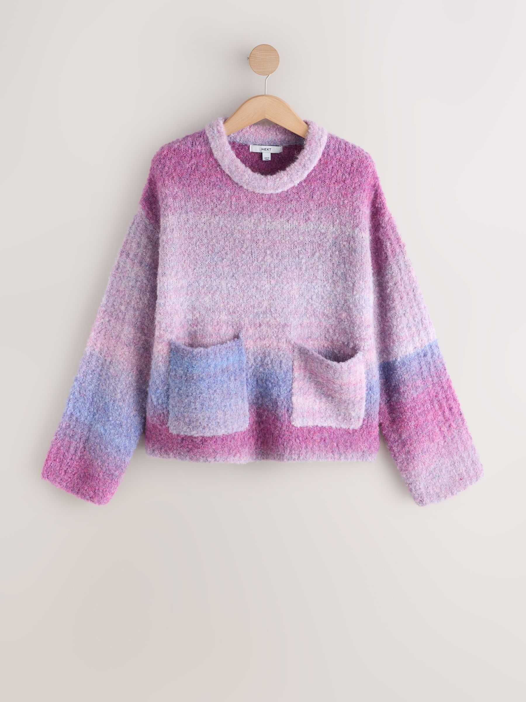 Next Bouclé-Tröja Med Rund Hals Och Ull