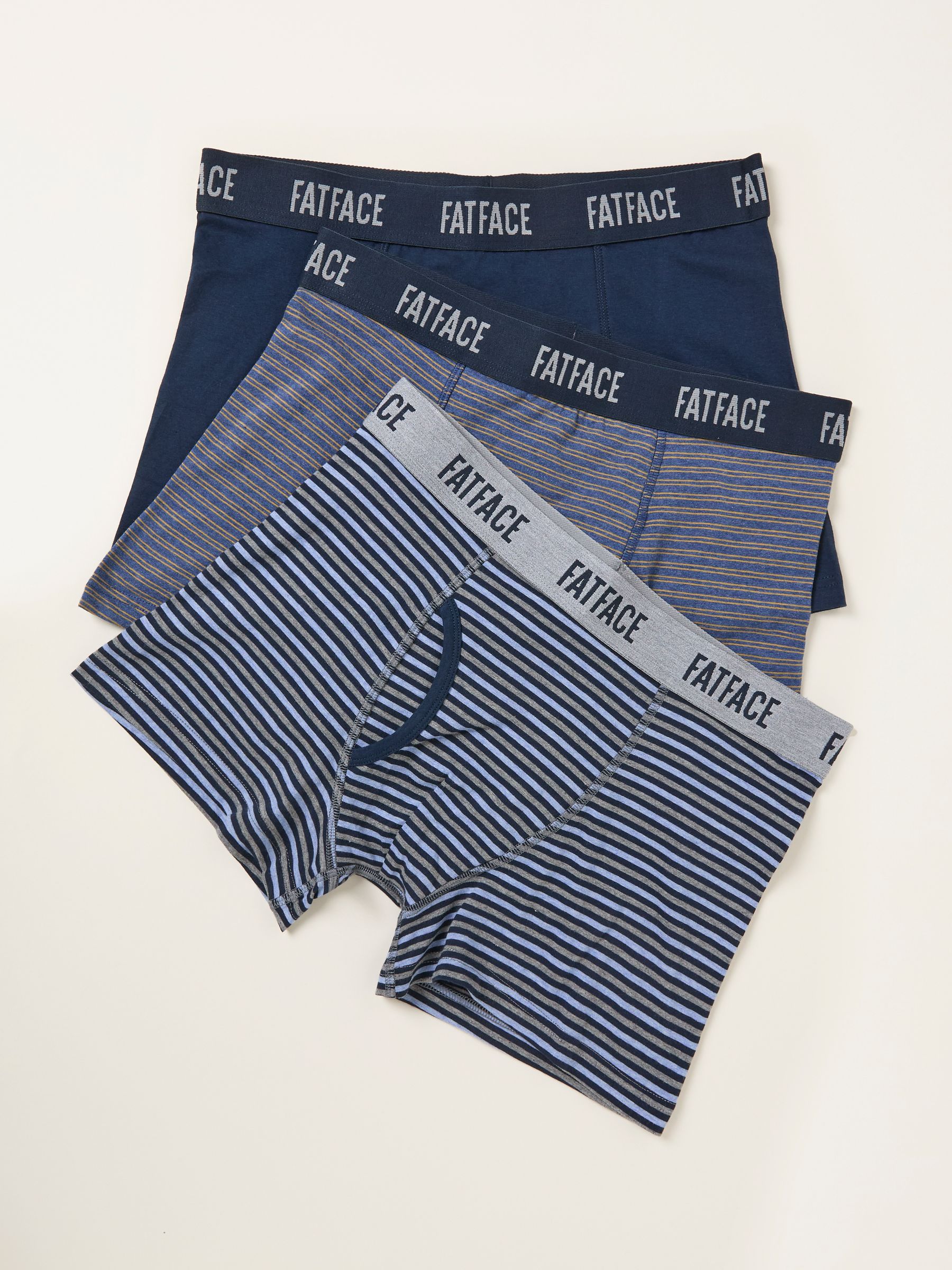 Fat Face Fatface Navy 3 Pack Stripe Boxers