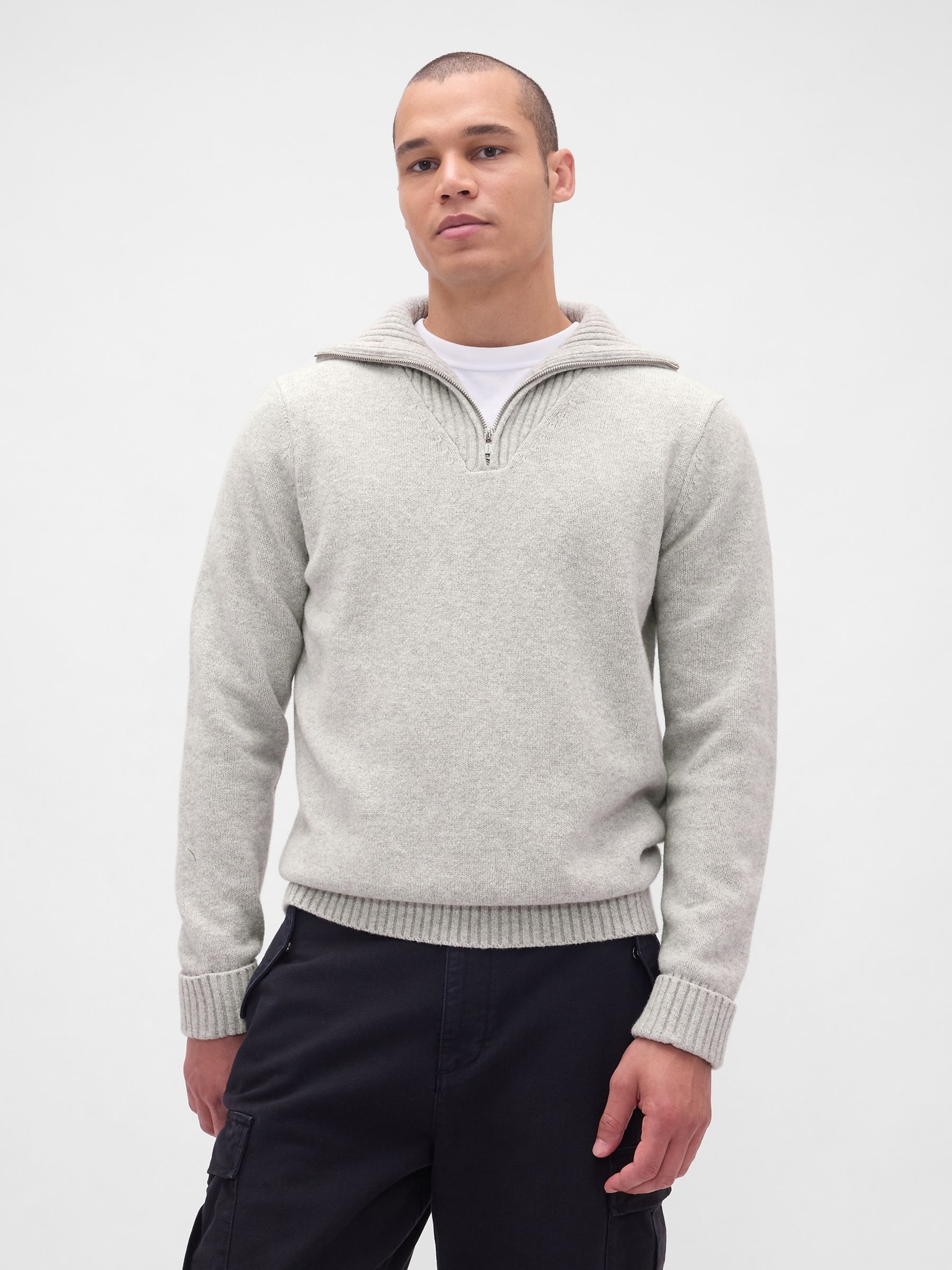 Gap Grey CashSoft Quarter Zip Pullover Jumper