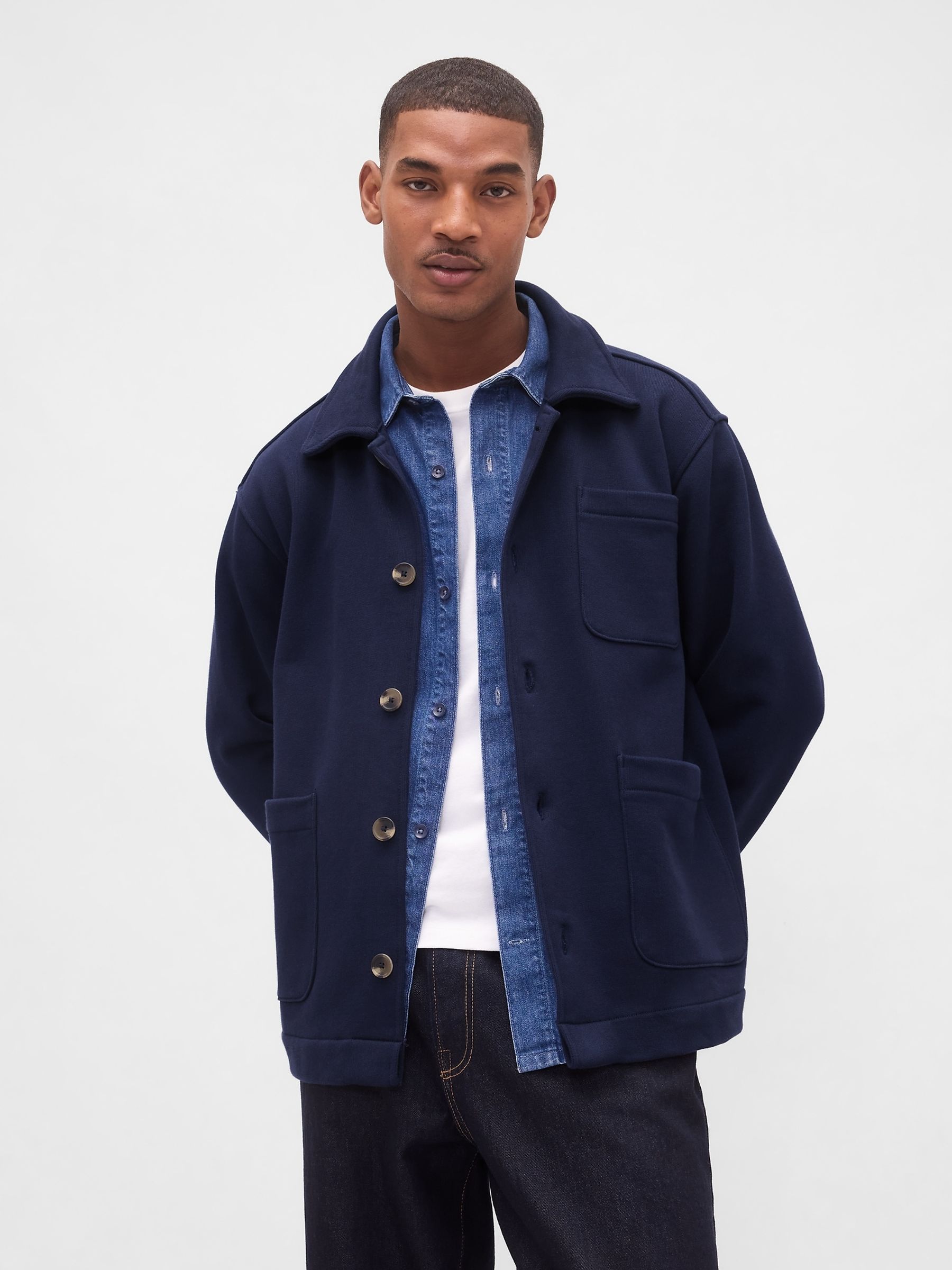 Gap Blue French Terry Chore Jacket
