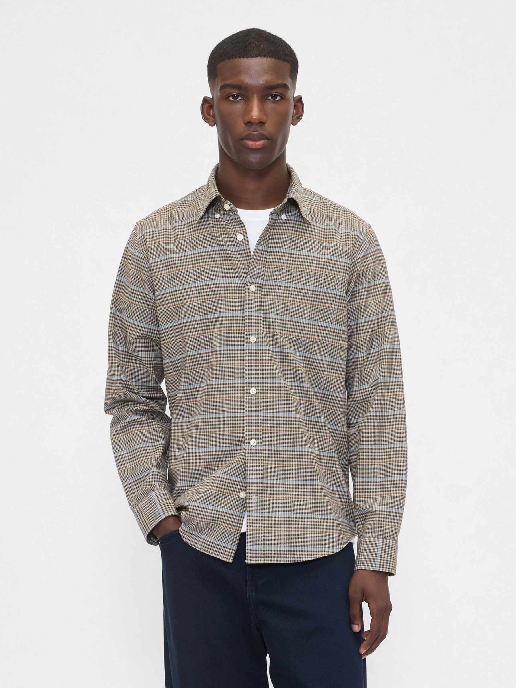 Gap Blue/Brown Check Oxford Shirt