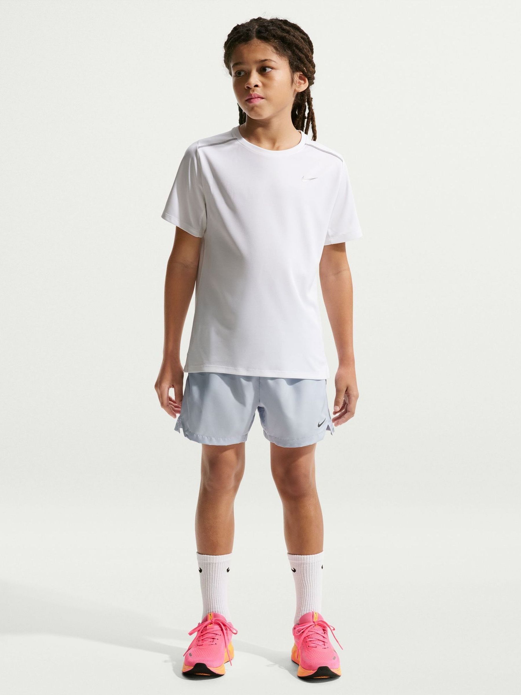 Nike White Miler Dri-Fit Short Sleeve T-Shirt