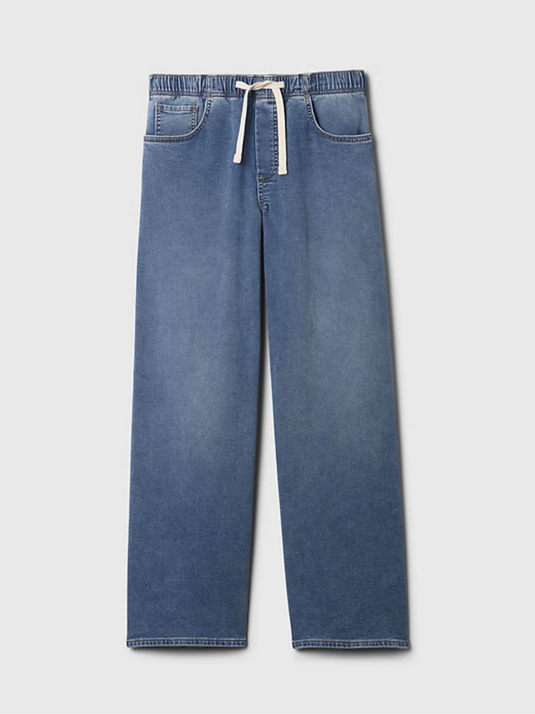 Gap Blue Mid Rise Knit Easy Pull On Baggy Jeans