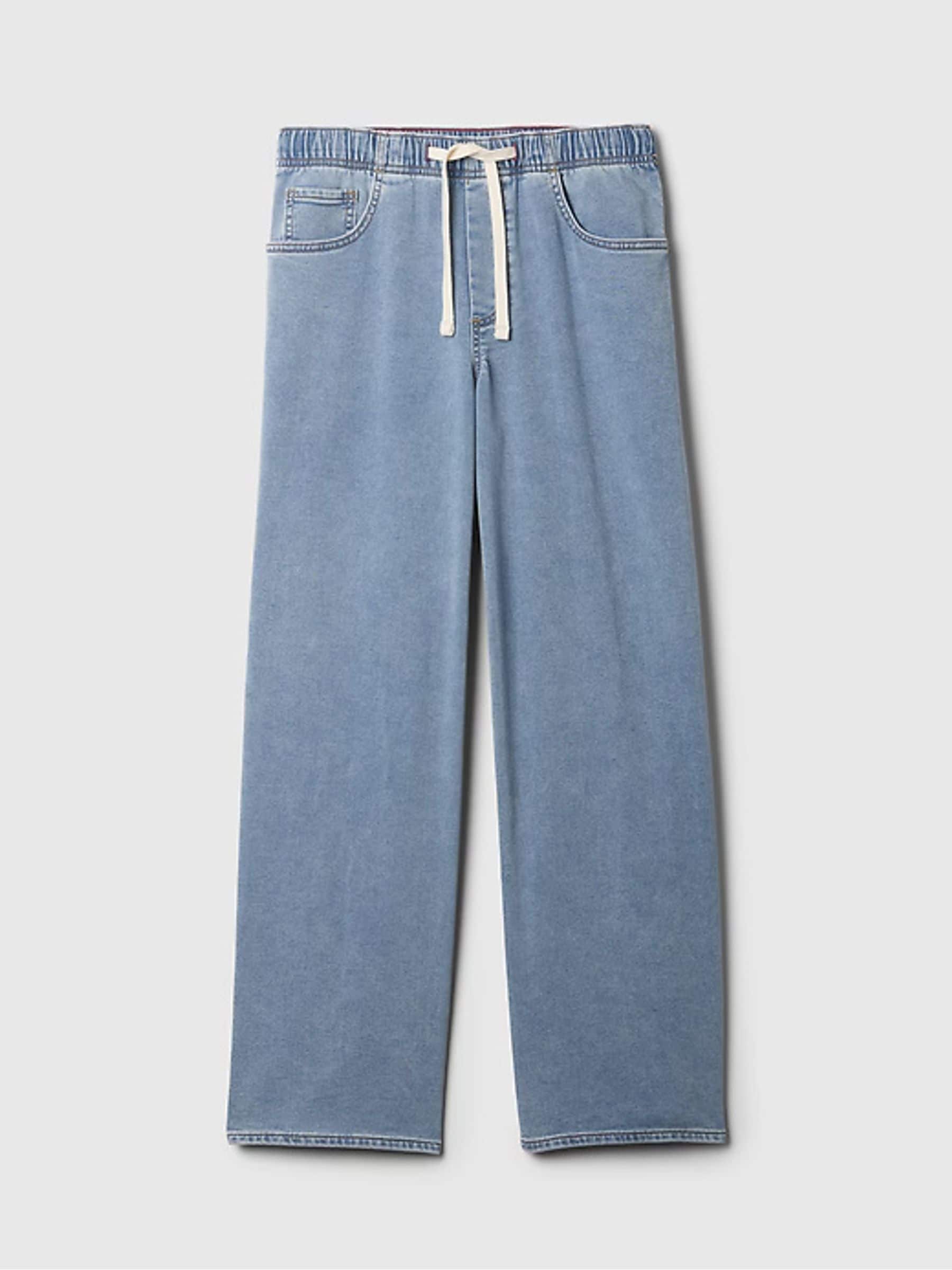 Gap Light Wash Blue Mid Rise Knit Easy Pull On Baggy Jeans