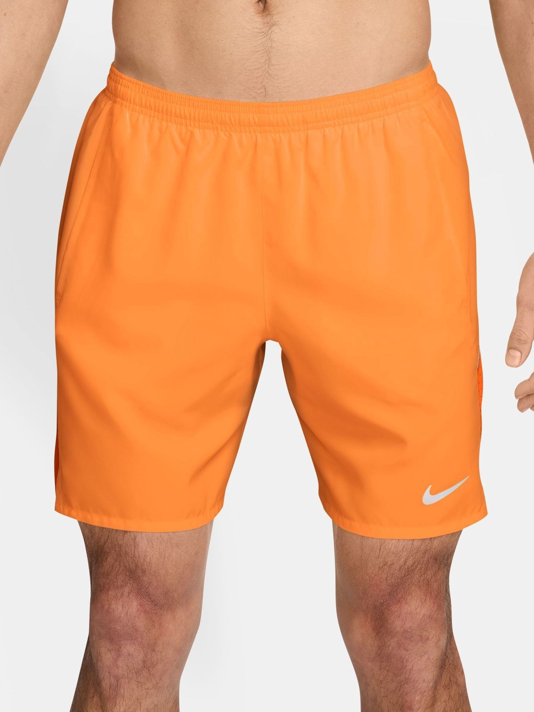 Next - Nike Męski Total Orange 7 Inch Miler Dri-Fit 7 Inch Brief Lined Running Shorts