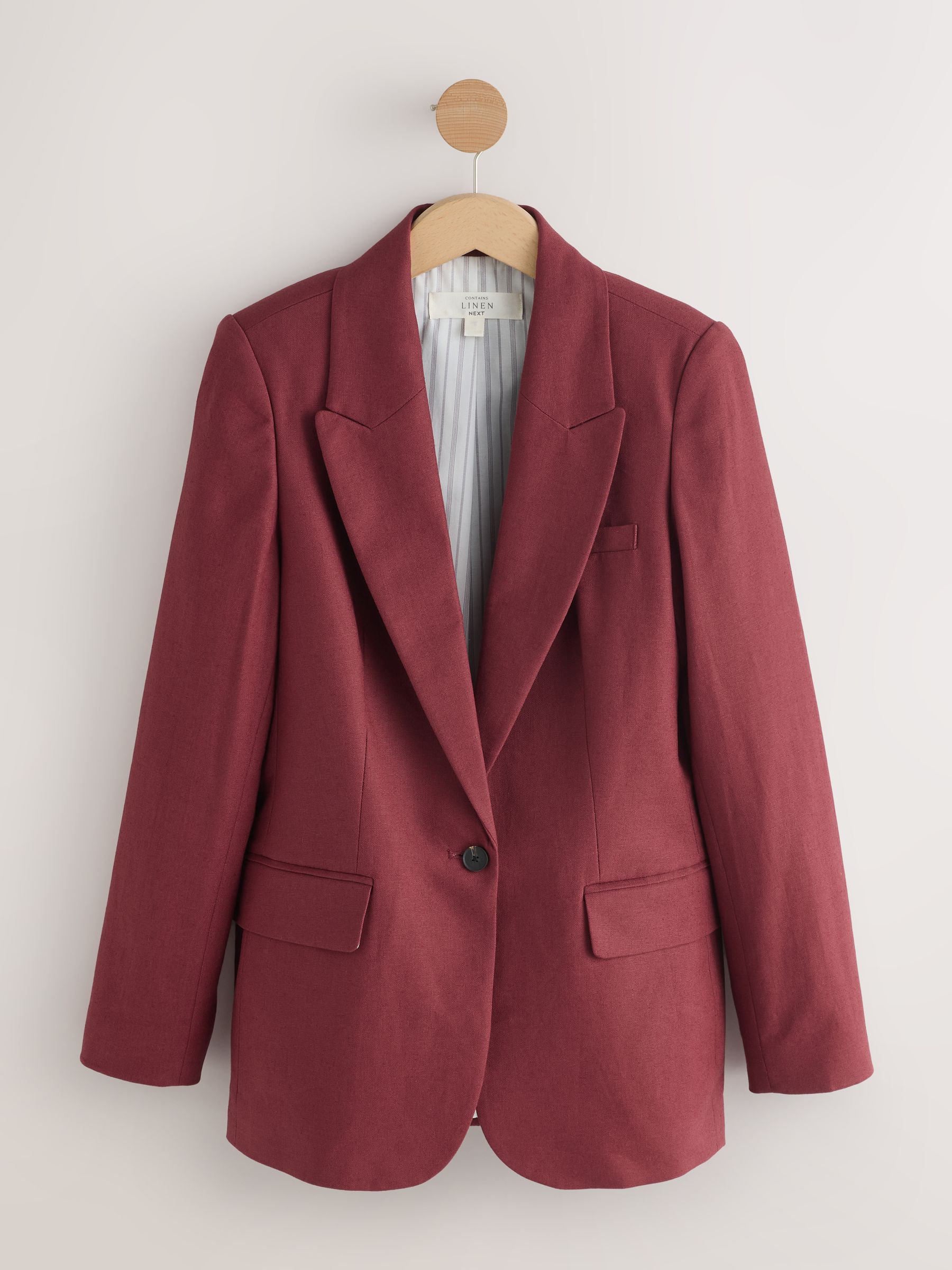 Next Rust Brown Linen Rich Single Breasted Blazer
