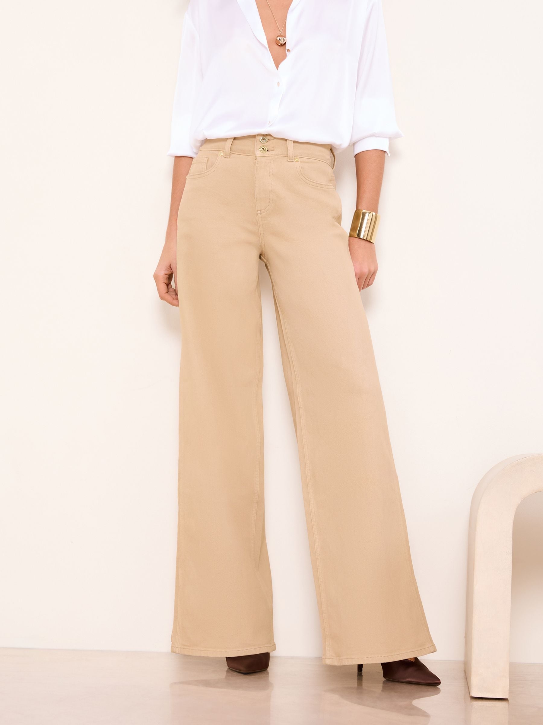 Lipsy Sand Ultra Wide Leg Jeans