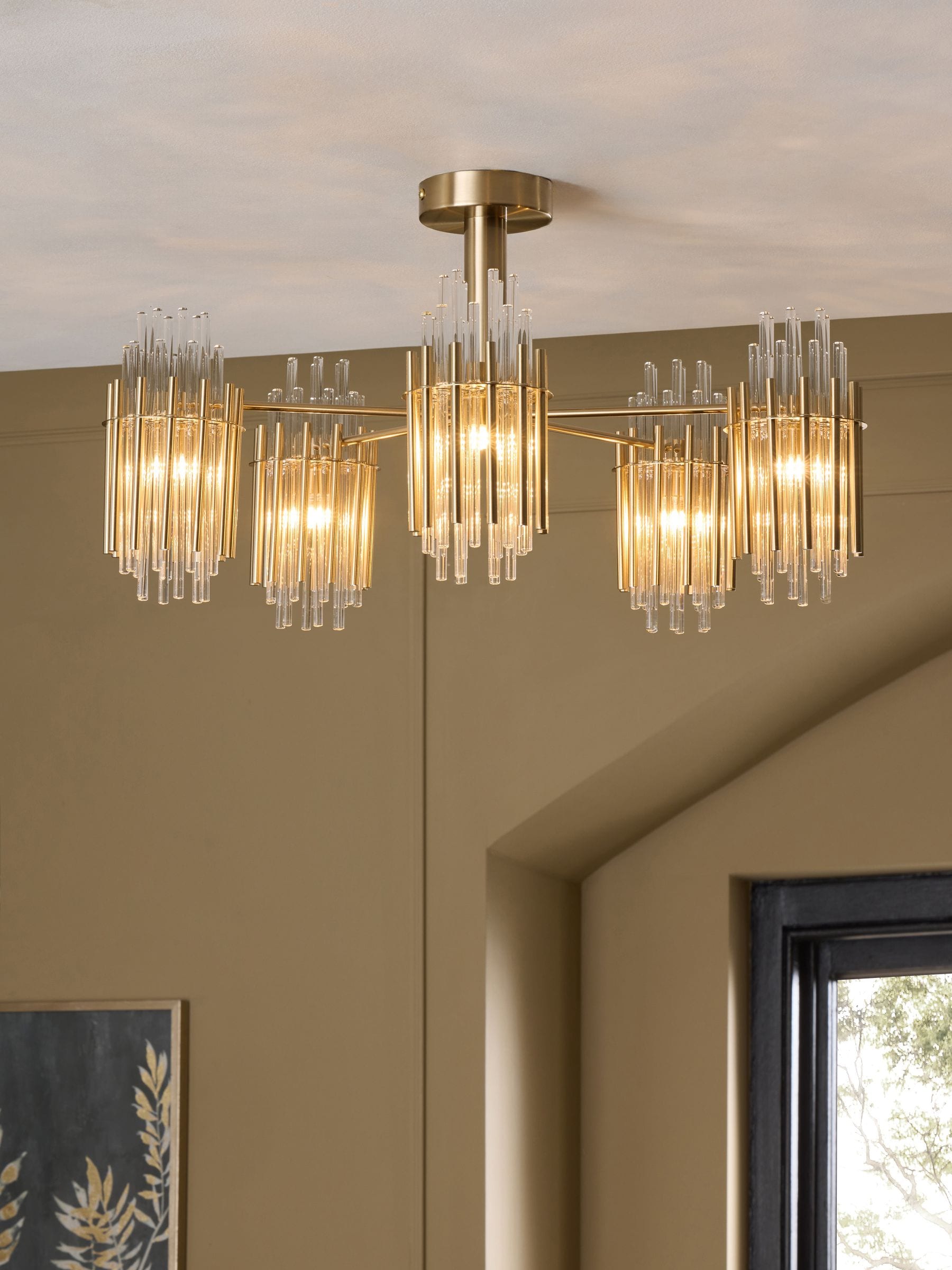 Next Brass Arundel 5 Light Flush Fitting Ceiling Light