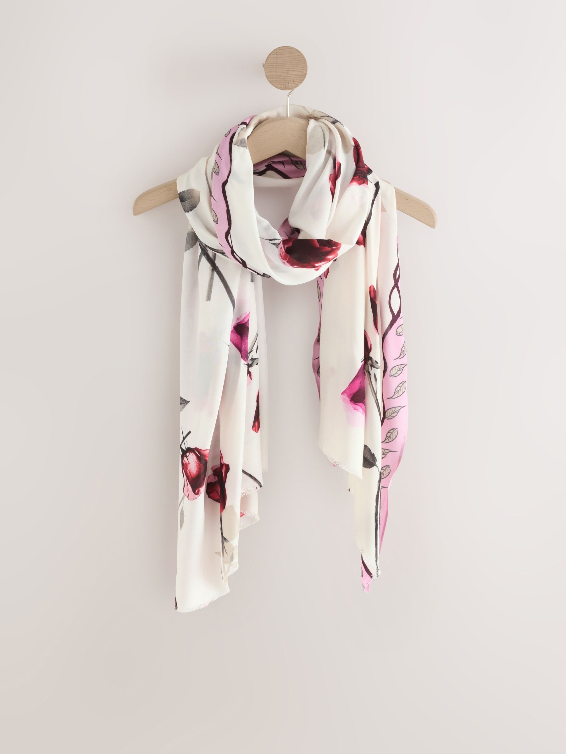 Next Rose Floral White Lightweight Scarf