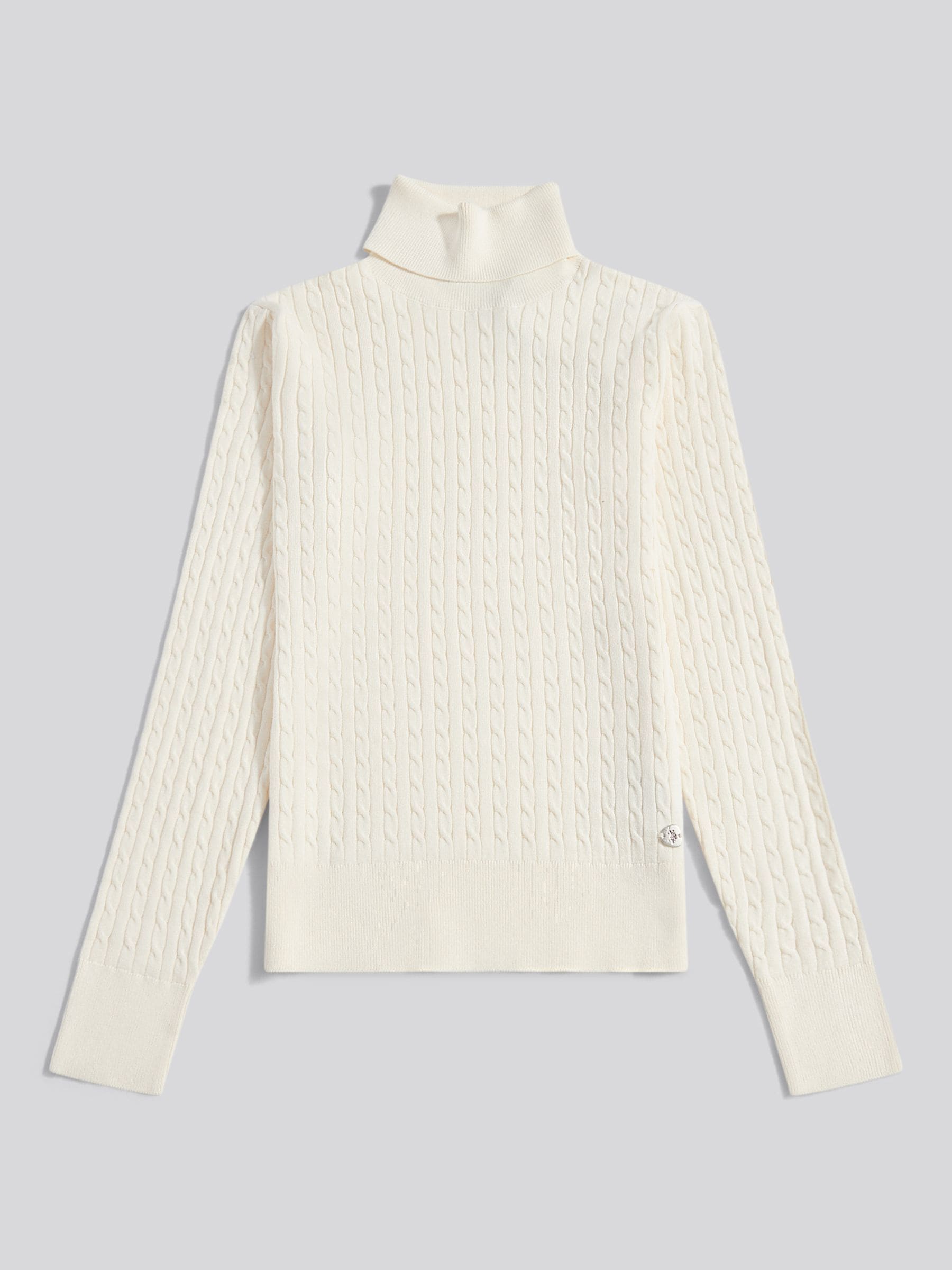 U.S. Polo Assn - Pull Col Roulé en Maille Fine - Femme - Crème
