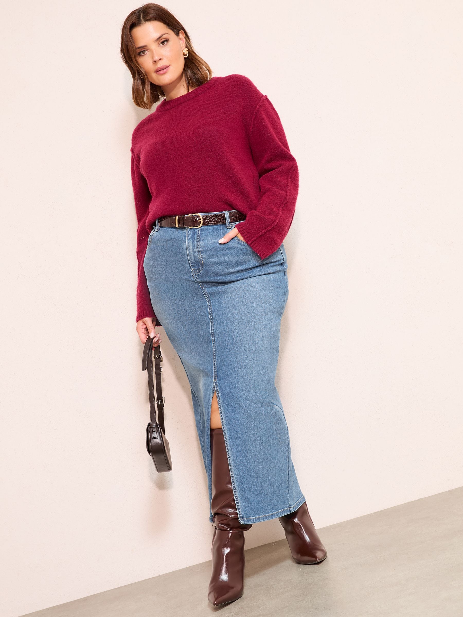 Friends Like These Donna Blu Medio - Gonna Denim Con Spacco Frontale