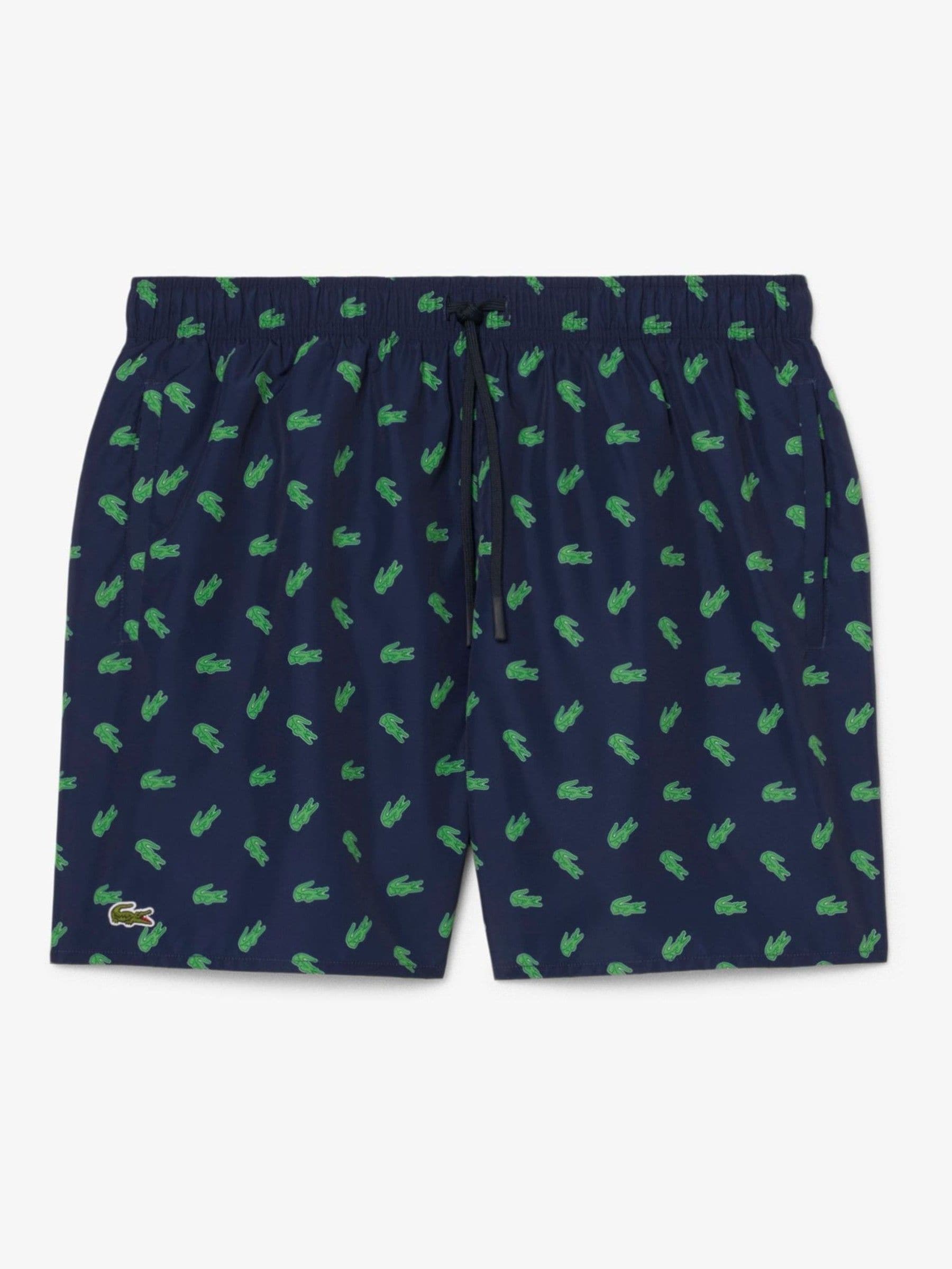 Lacoste Uomo Blu - Costume Da Bagno Di Media Lunghezza Con Stampa Coccodrillo