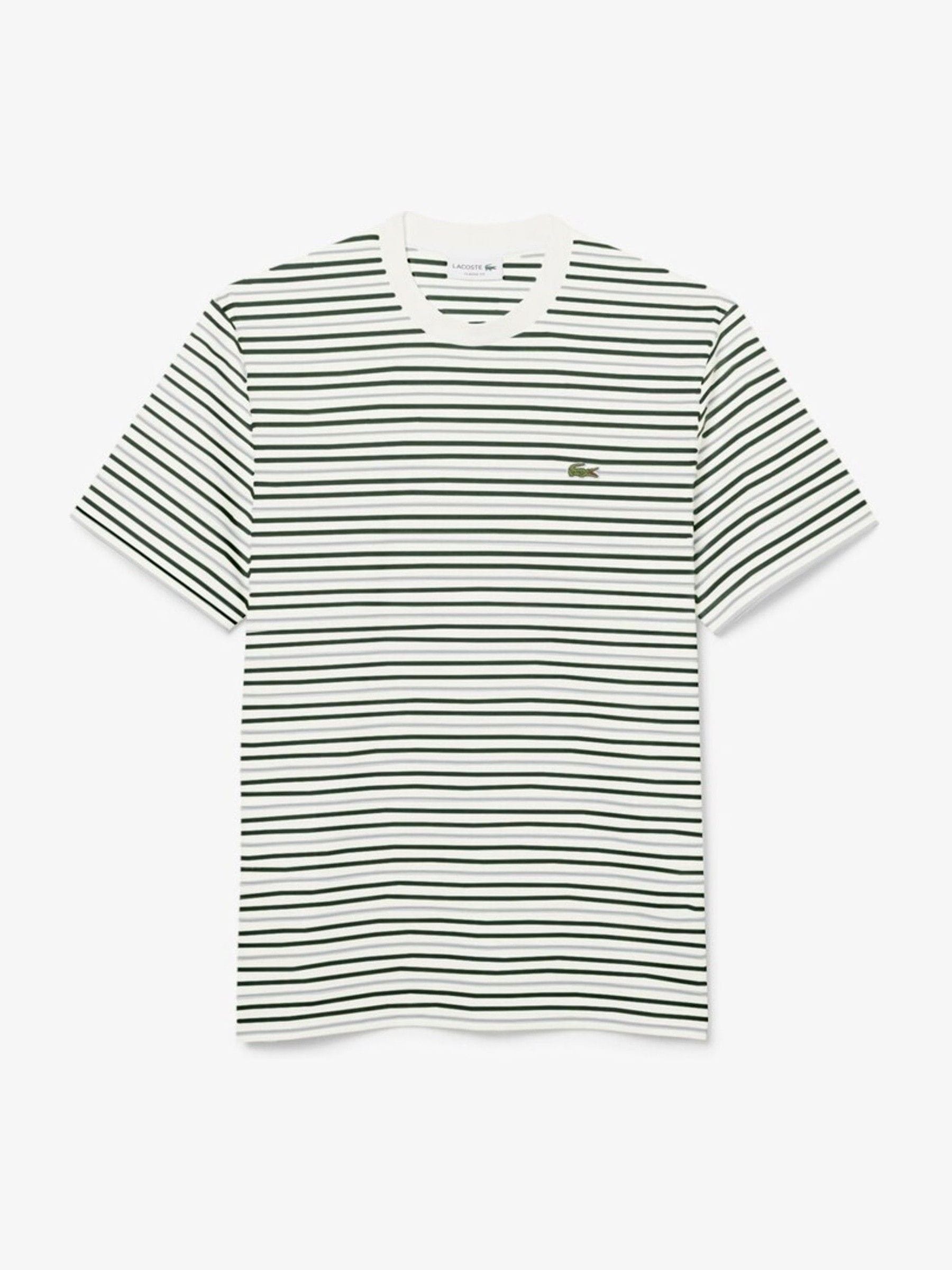 Lacoste Green Classic Fit Striped Cotton T-Shirt