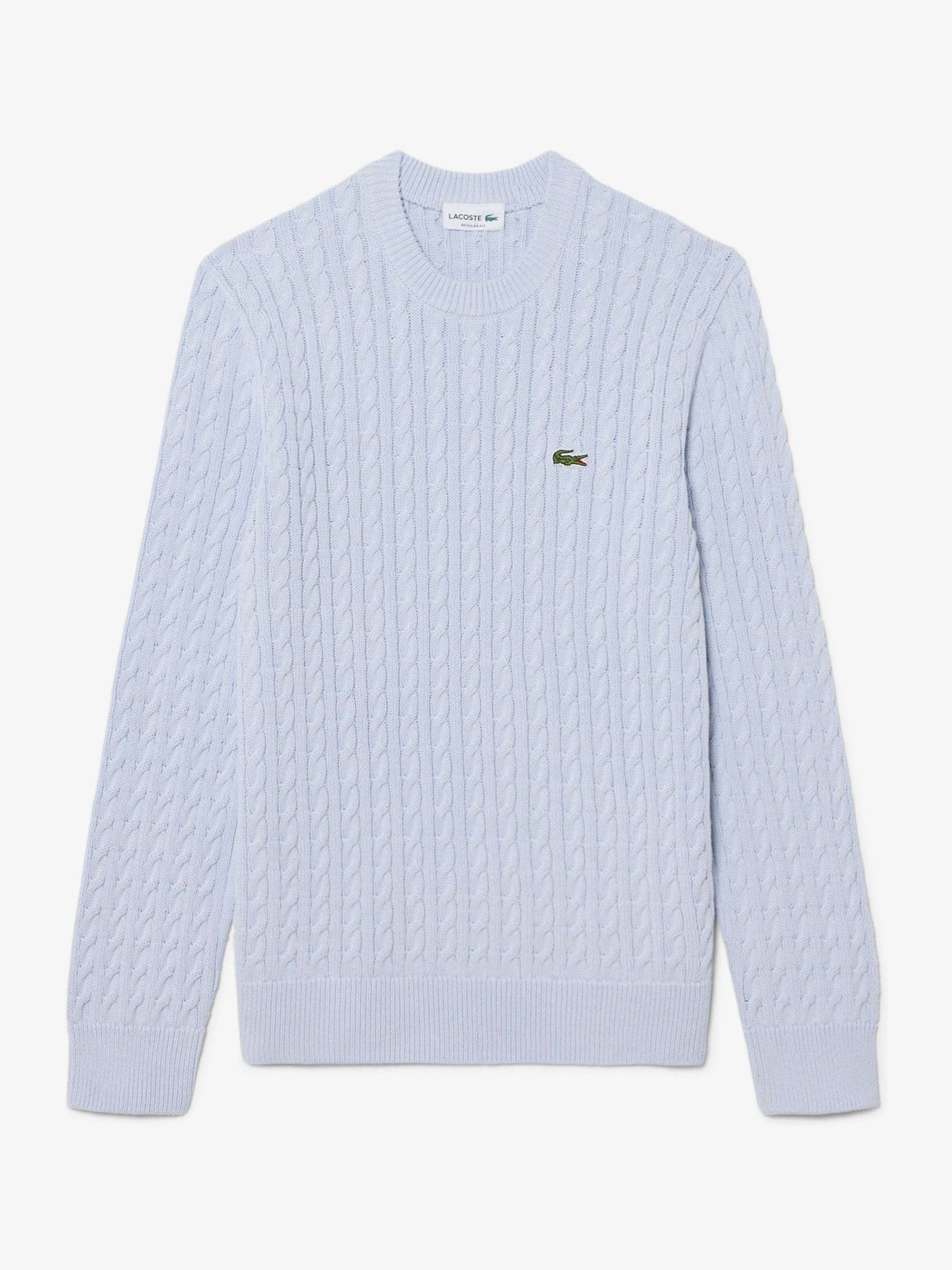 Lacoste Blue Cable Knit Cotton Jumper