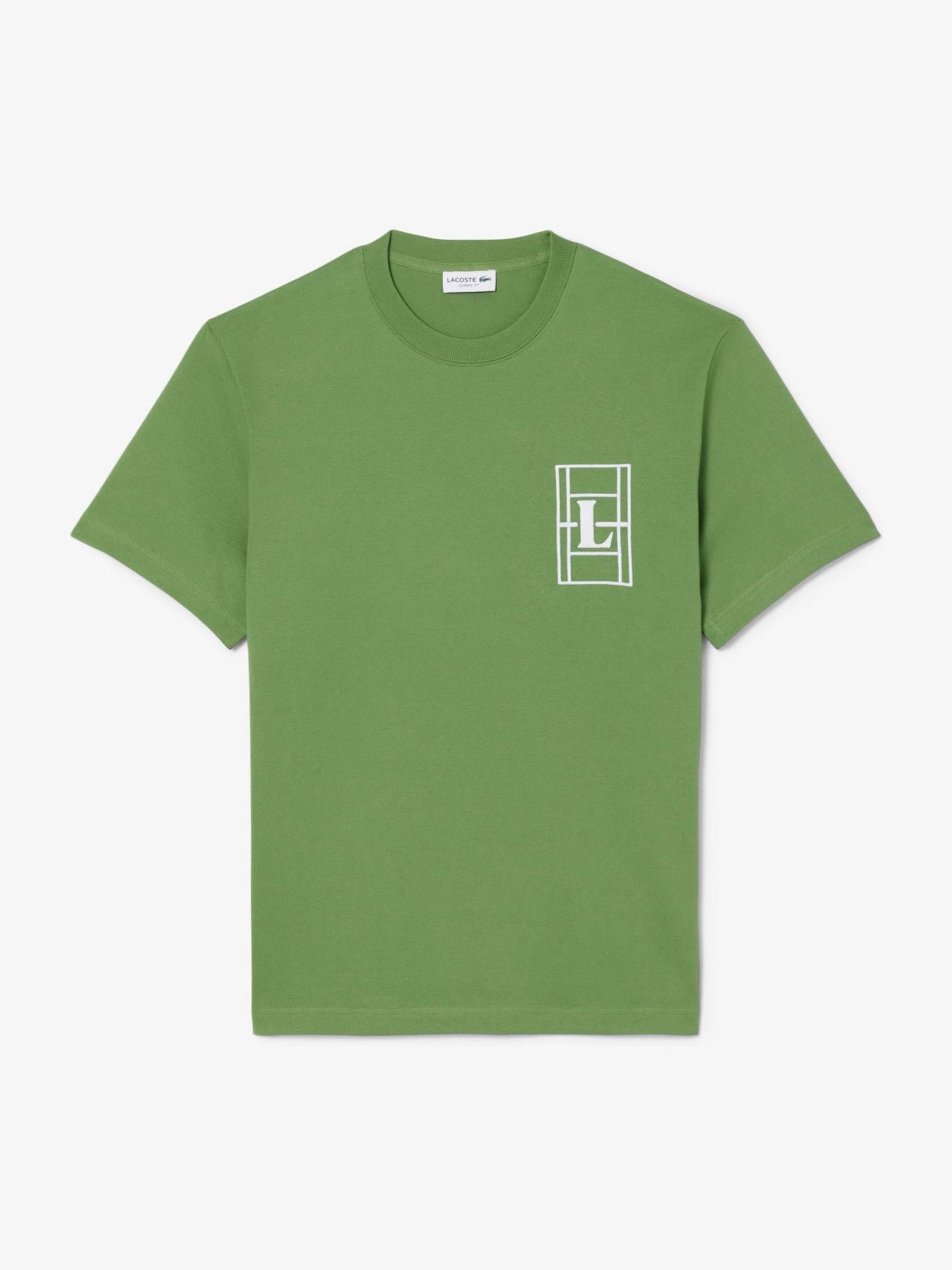 Lacoste Green Classic Fit Embroidered Heavy Cotton T-Shirt