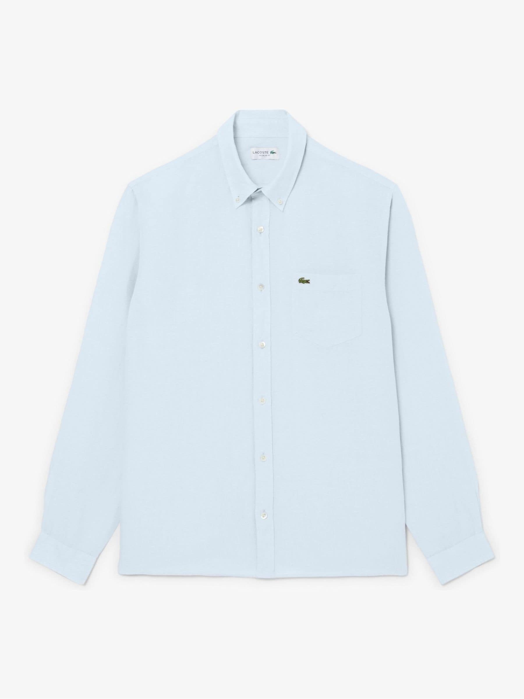 Lacoste Herr Blå Regular Fit Long Sleeved Linen Shirt