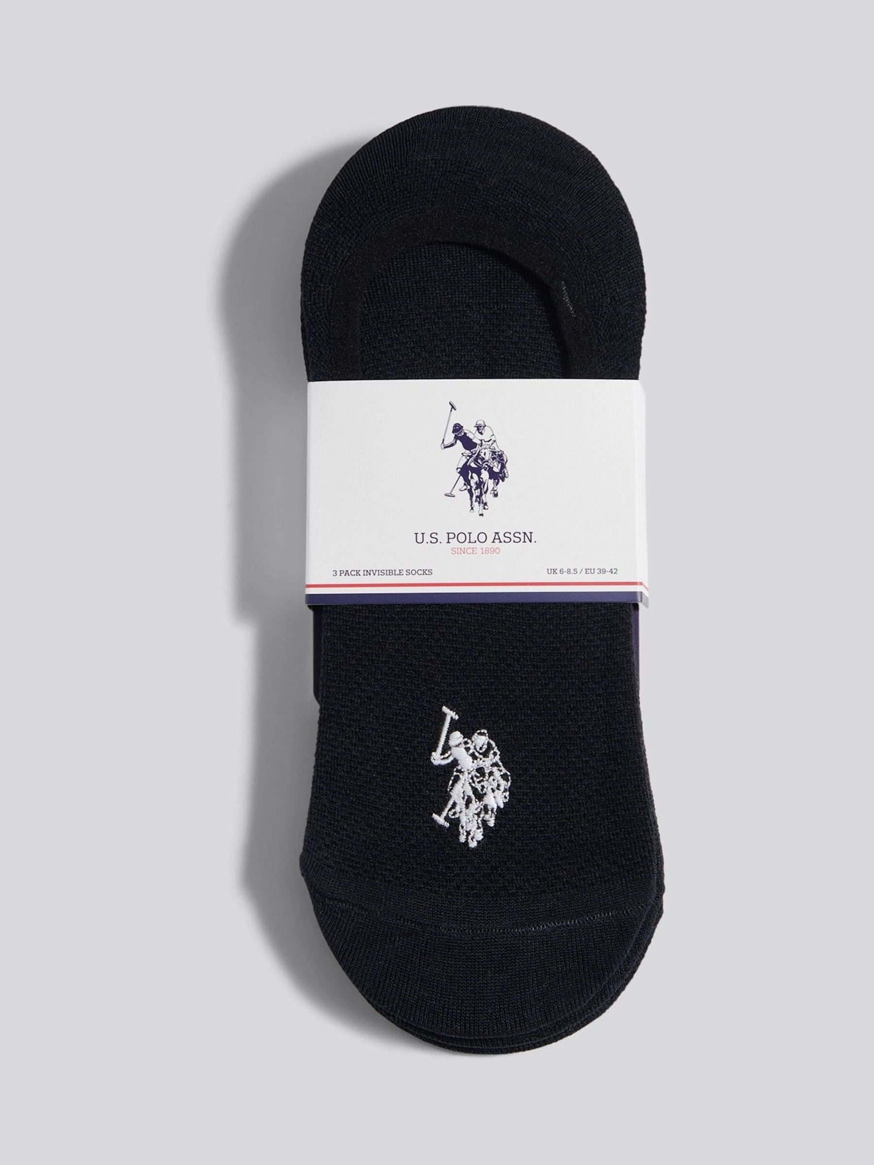 u.s. polo assn black mens invisible trainer socks 3 pack