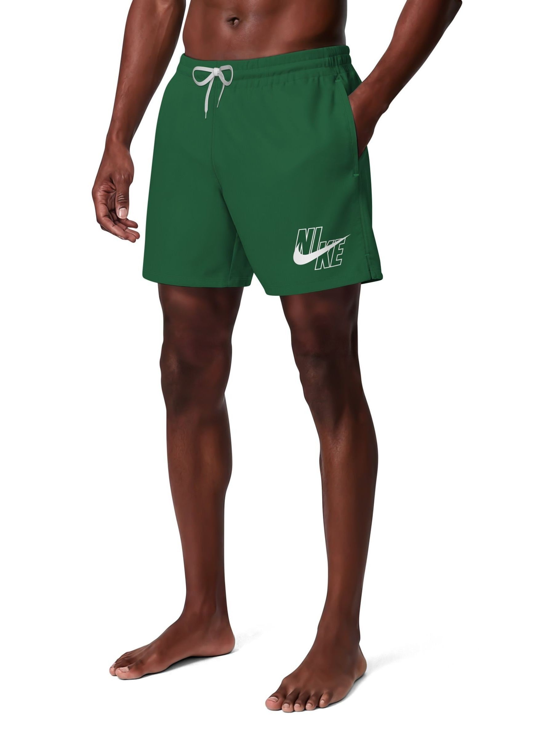 Nike Herren Grün 5 Inch Breaker Logo 5 Volley Swim Shorts
