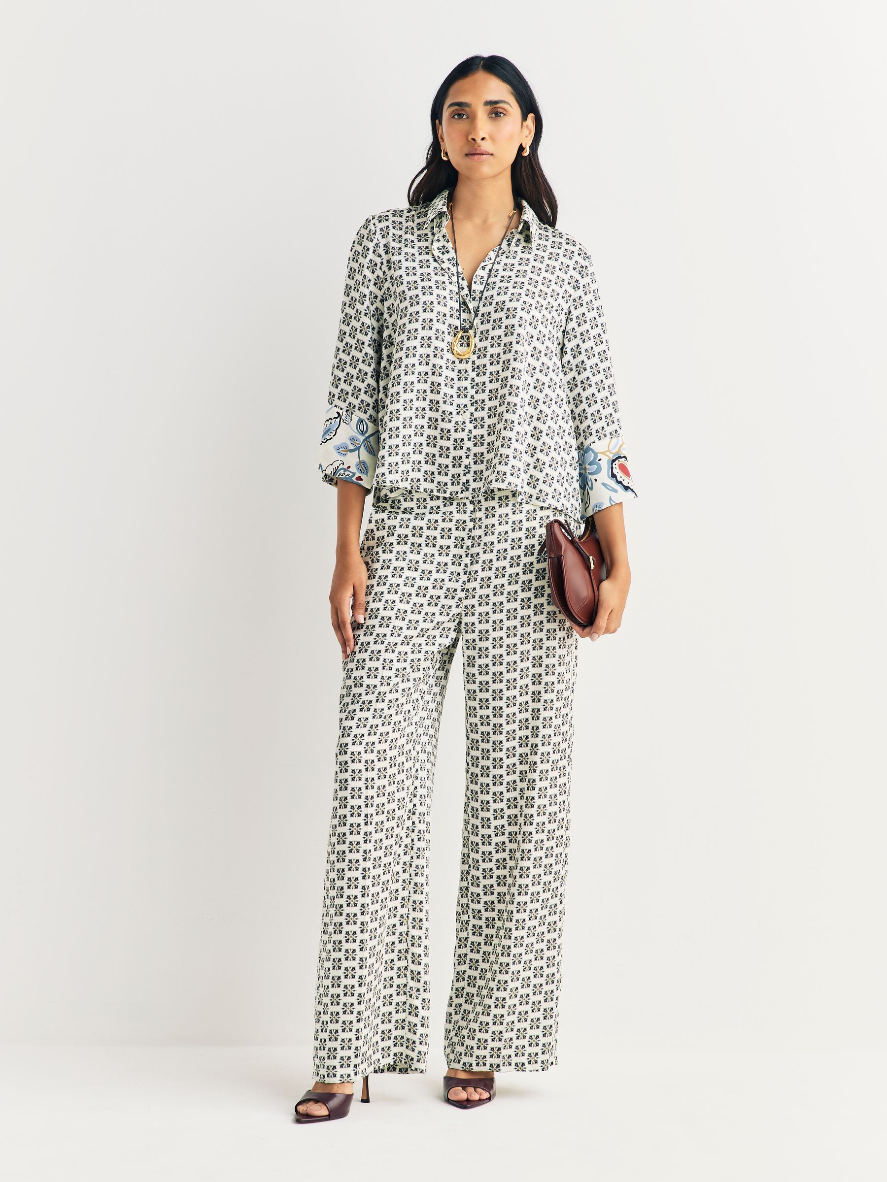 Emme By Marella White Emmbaobab Printed Trousers