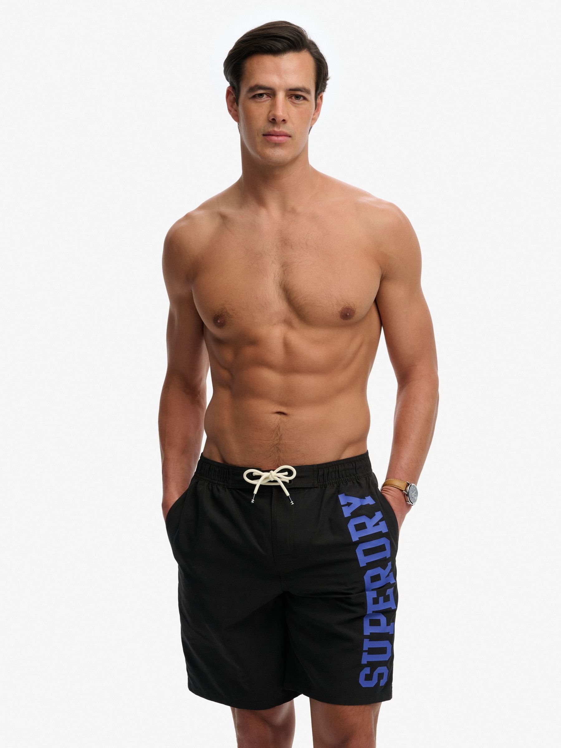 Superdry Herren Schwarz Logo 19 Badeshorts - Bild 1