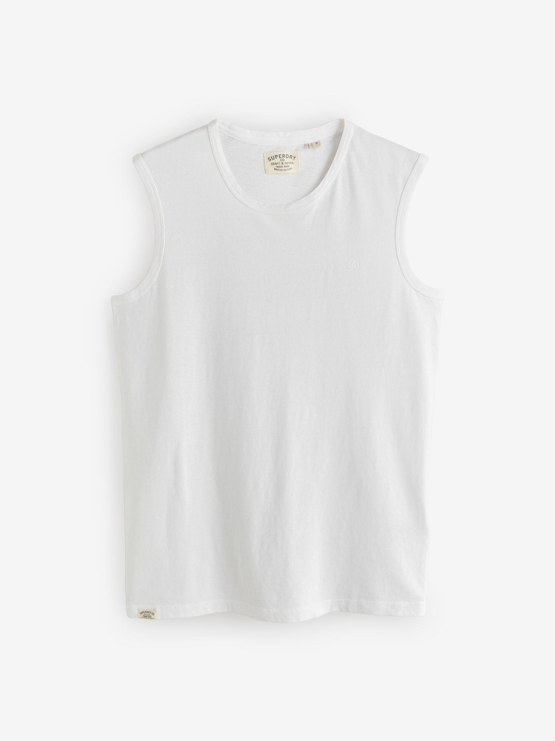 Superdry White Classic Cotton Linen Tank Top