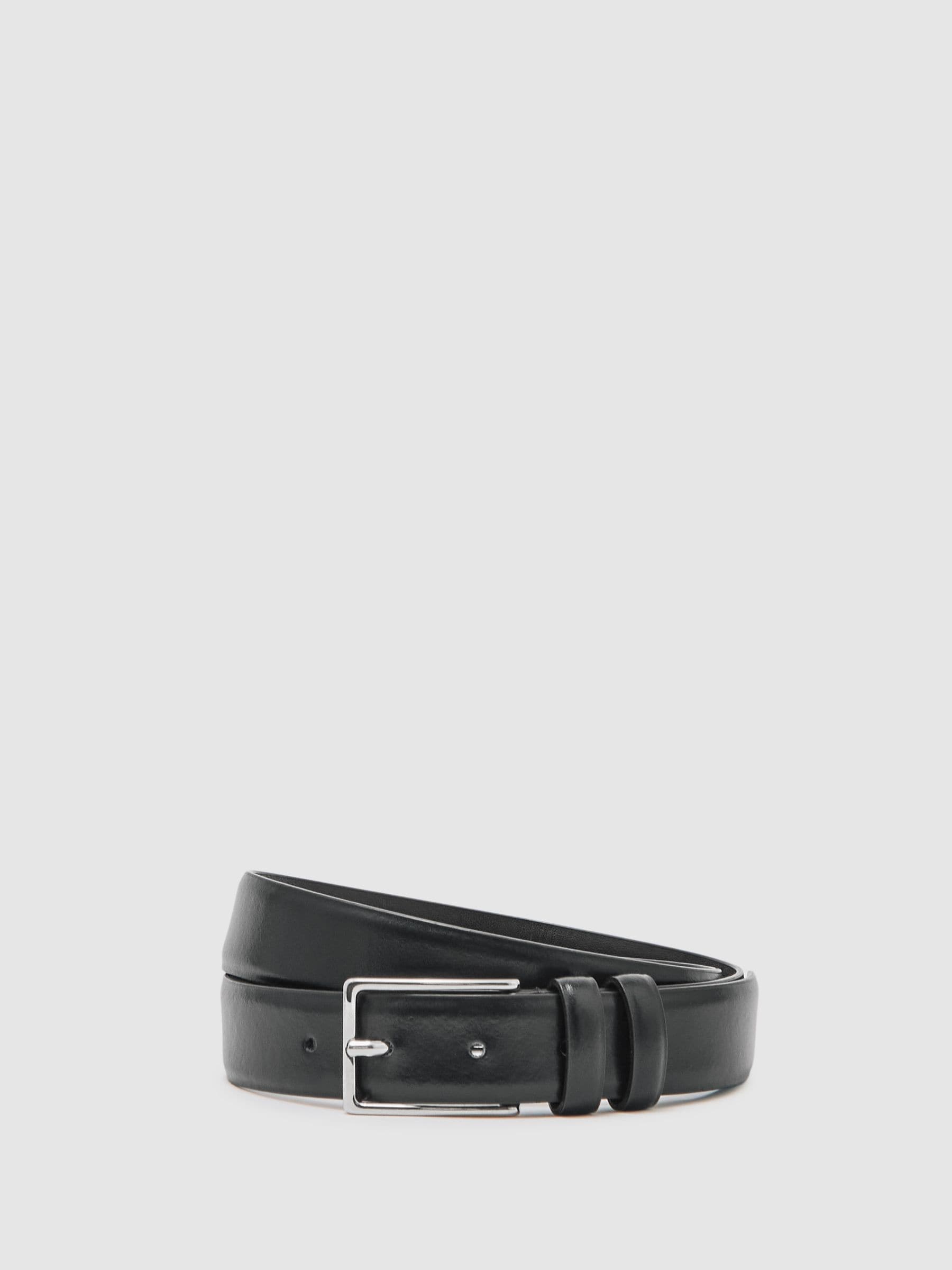 Reiss Black Dante Smooth Leather Belt