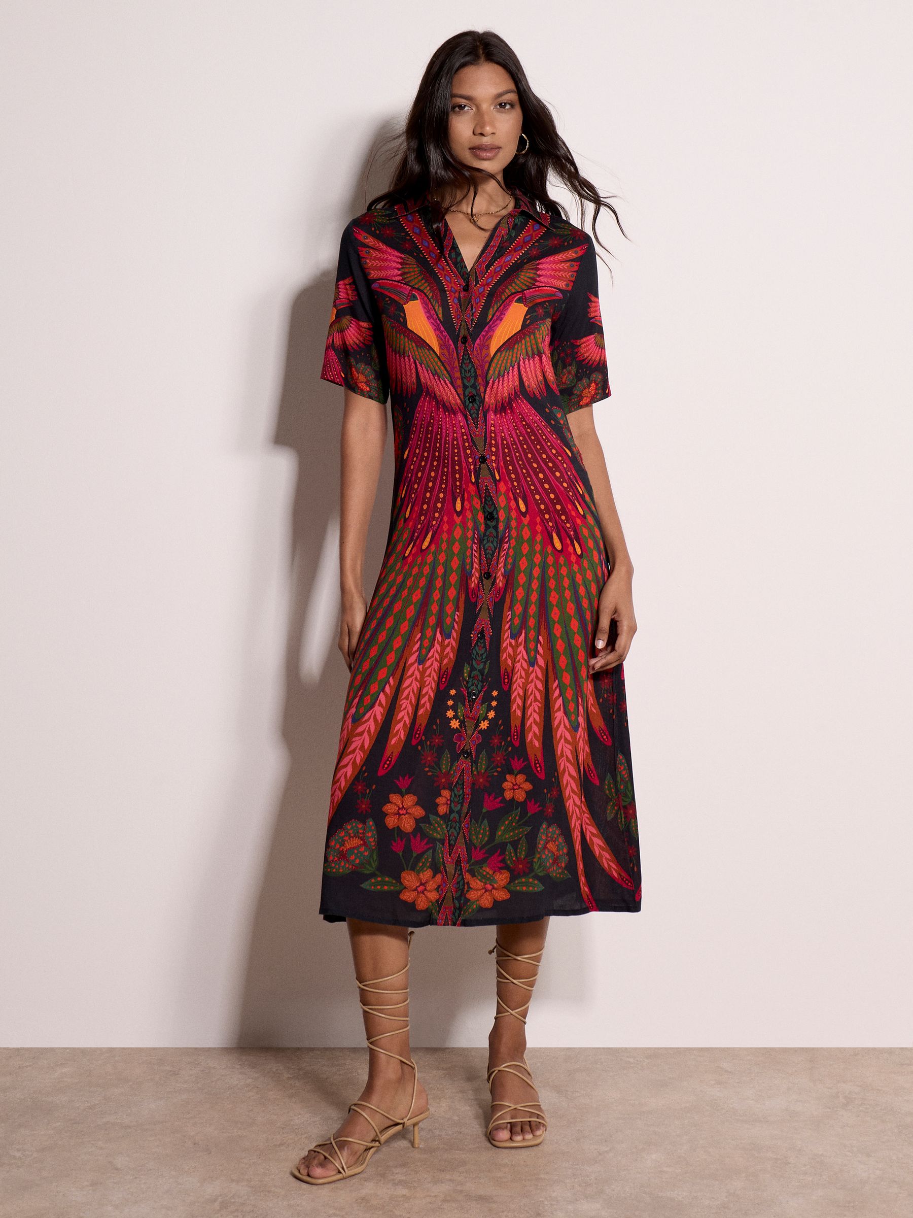 Apricot Damen Schwarz Druckkleid "Apricot Midi-Kleid Mit Tropischem Tukan-Motiv" erhältlich in Größe von Baur - Bild 3