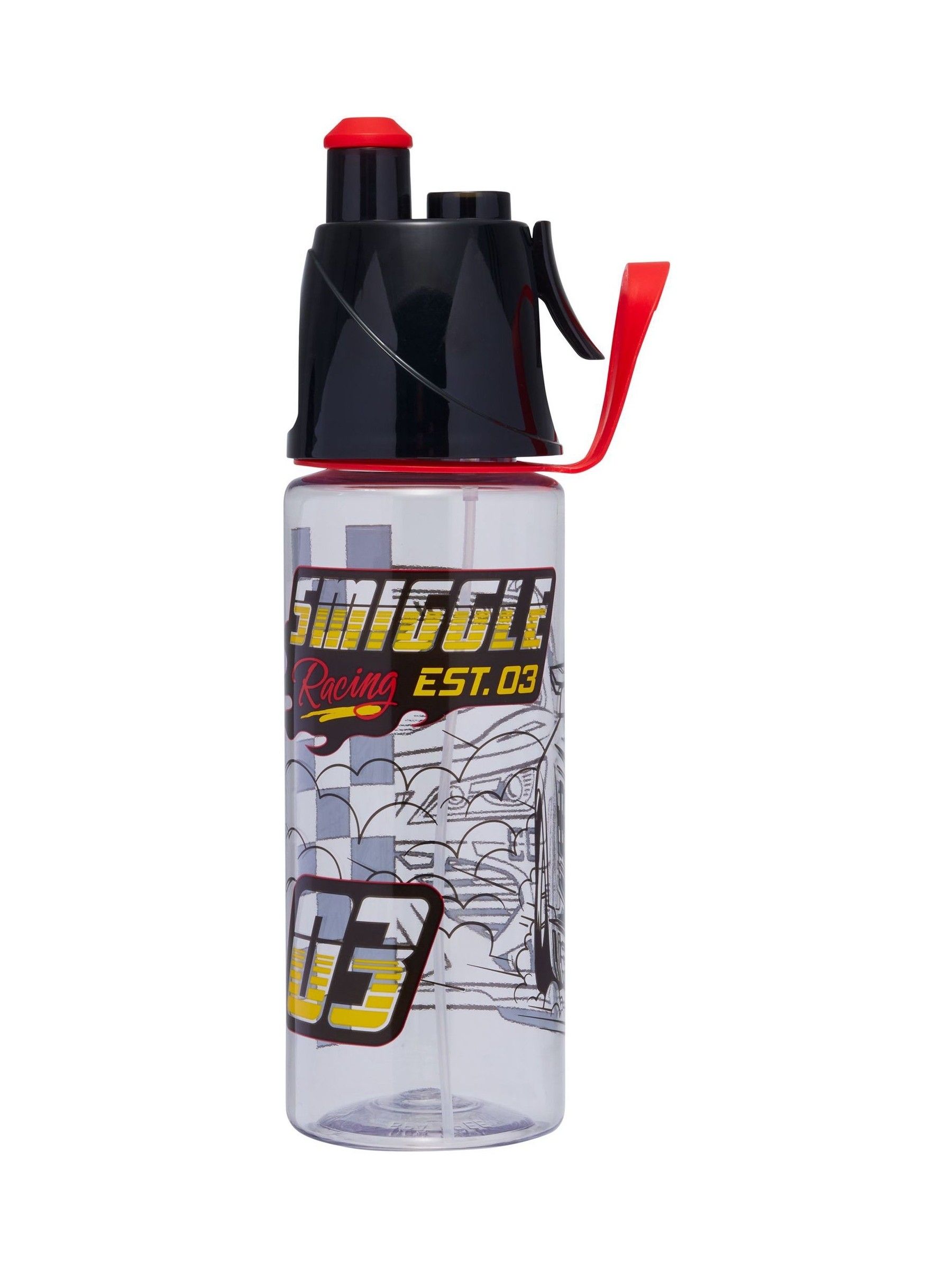 Smiggle Black Pit Stop Plastic Drink Bottle 560Ml