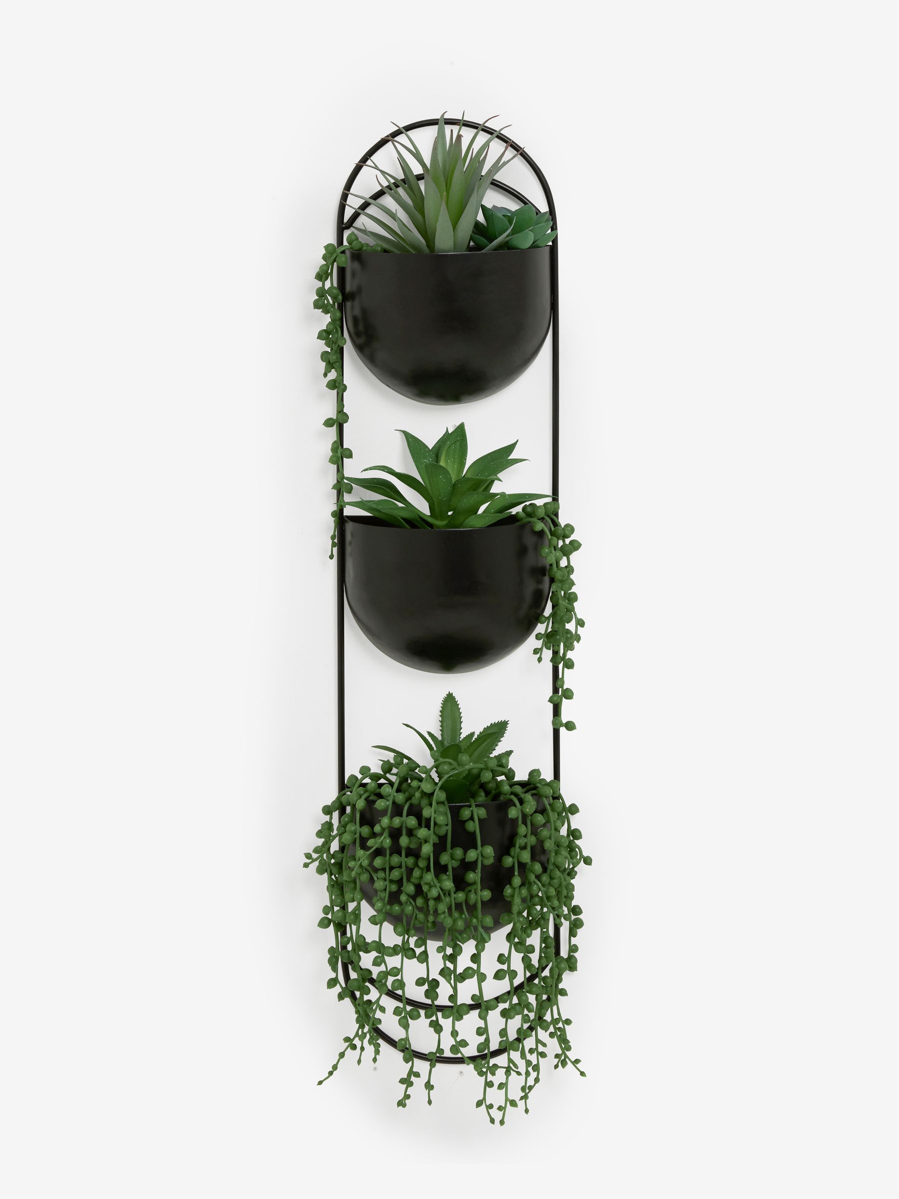 Next Black Bronx Wall Planter With Artificial Plants