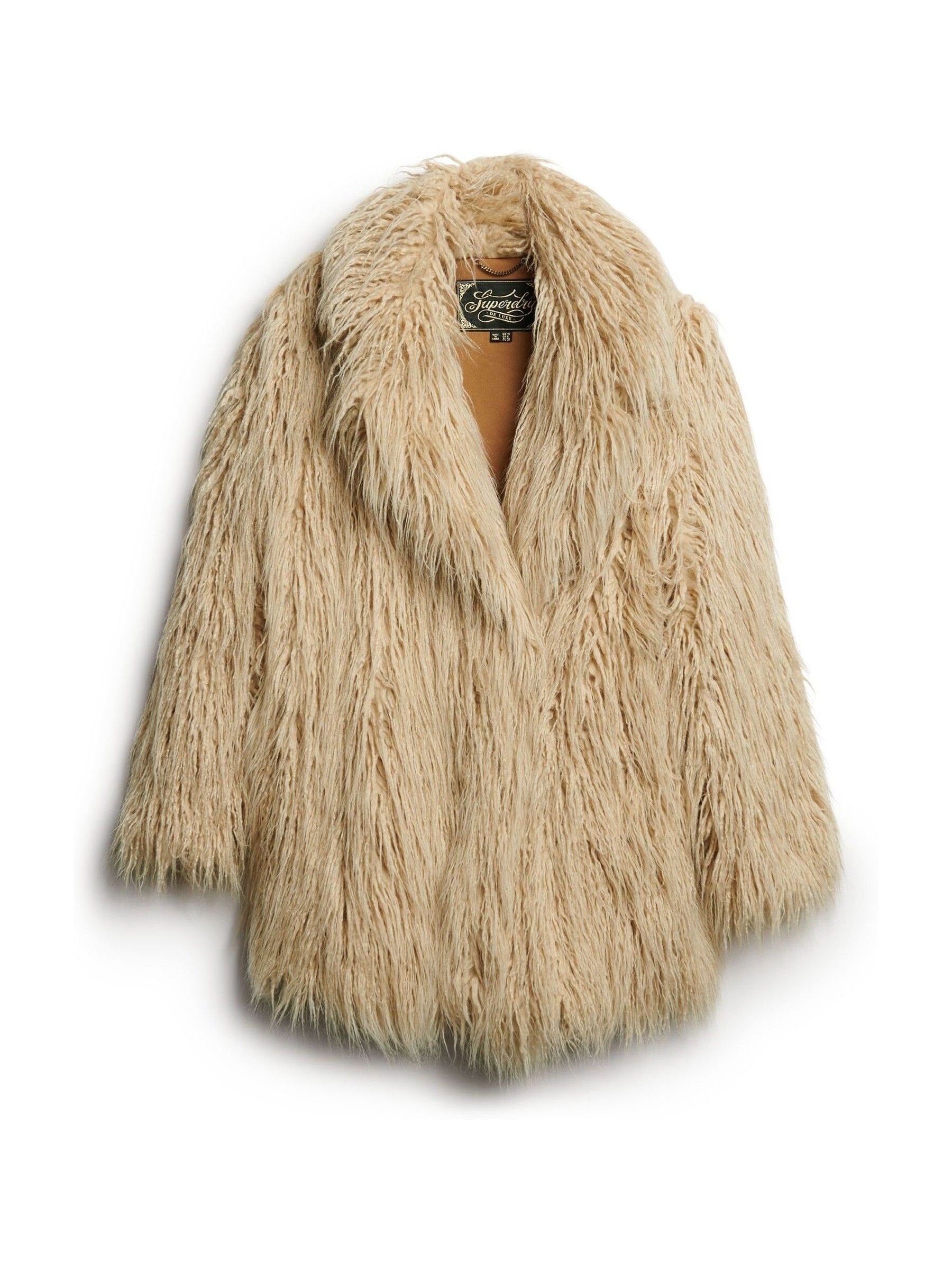 Superdry - Manteau Long en Fausse Fourrure - Marron