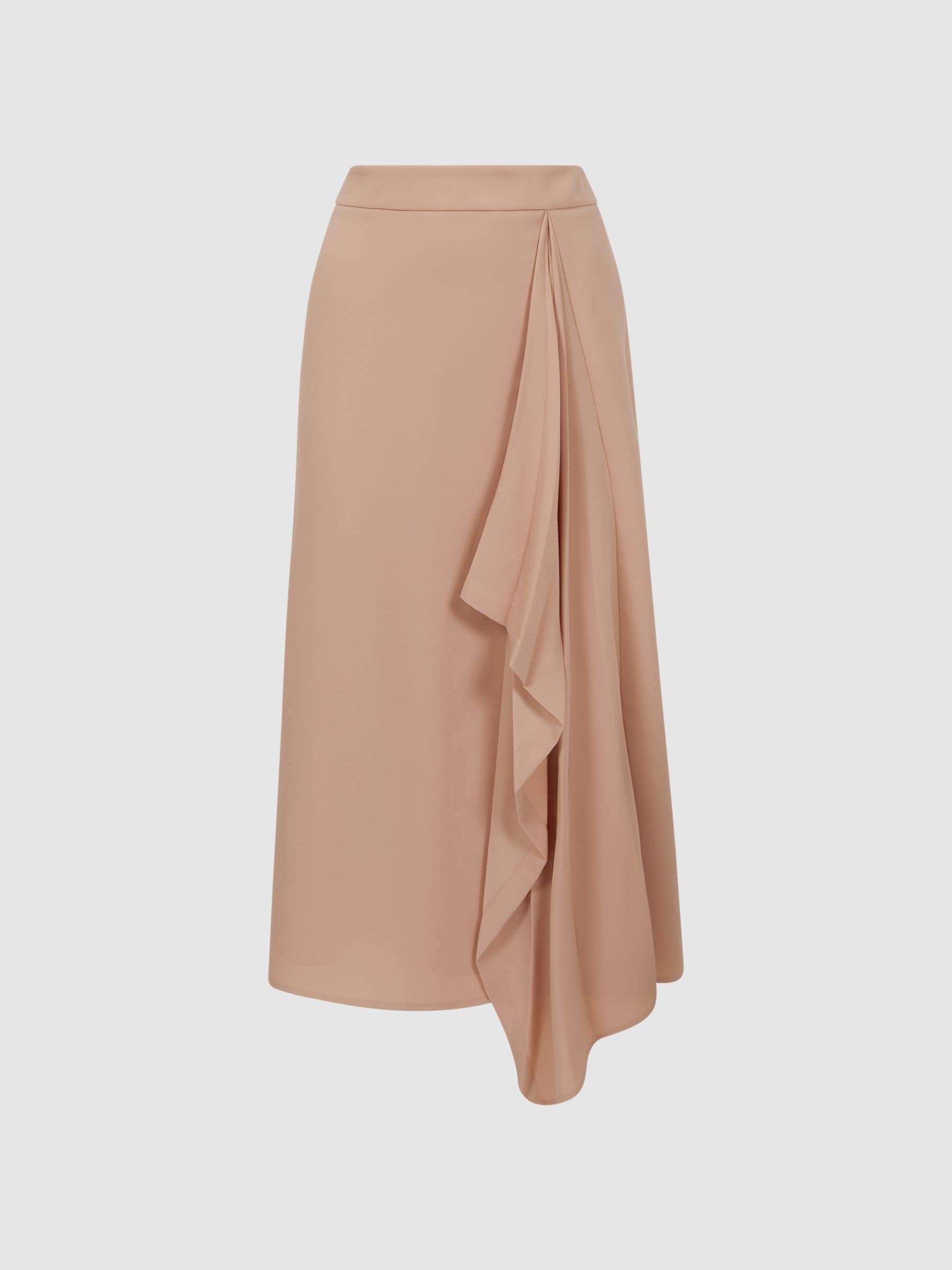 Next - Reiss Kvinders Camel Ash High Rise Flæsekant Midi Nederdele