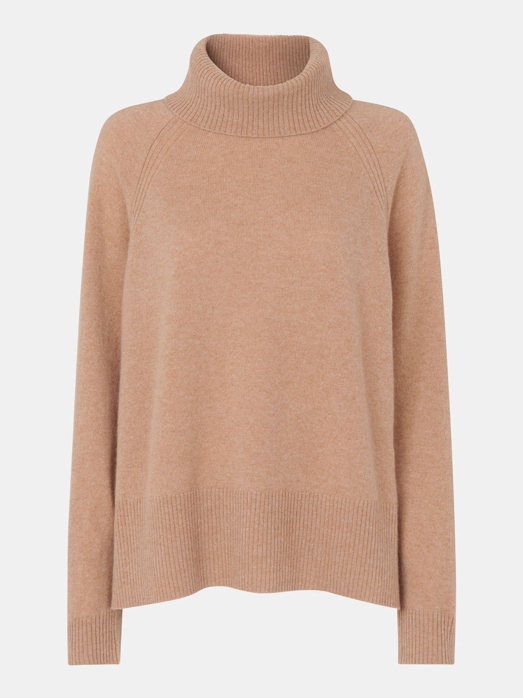 Whistles Brown Cashmere Roll Neck Jumper