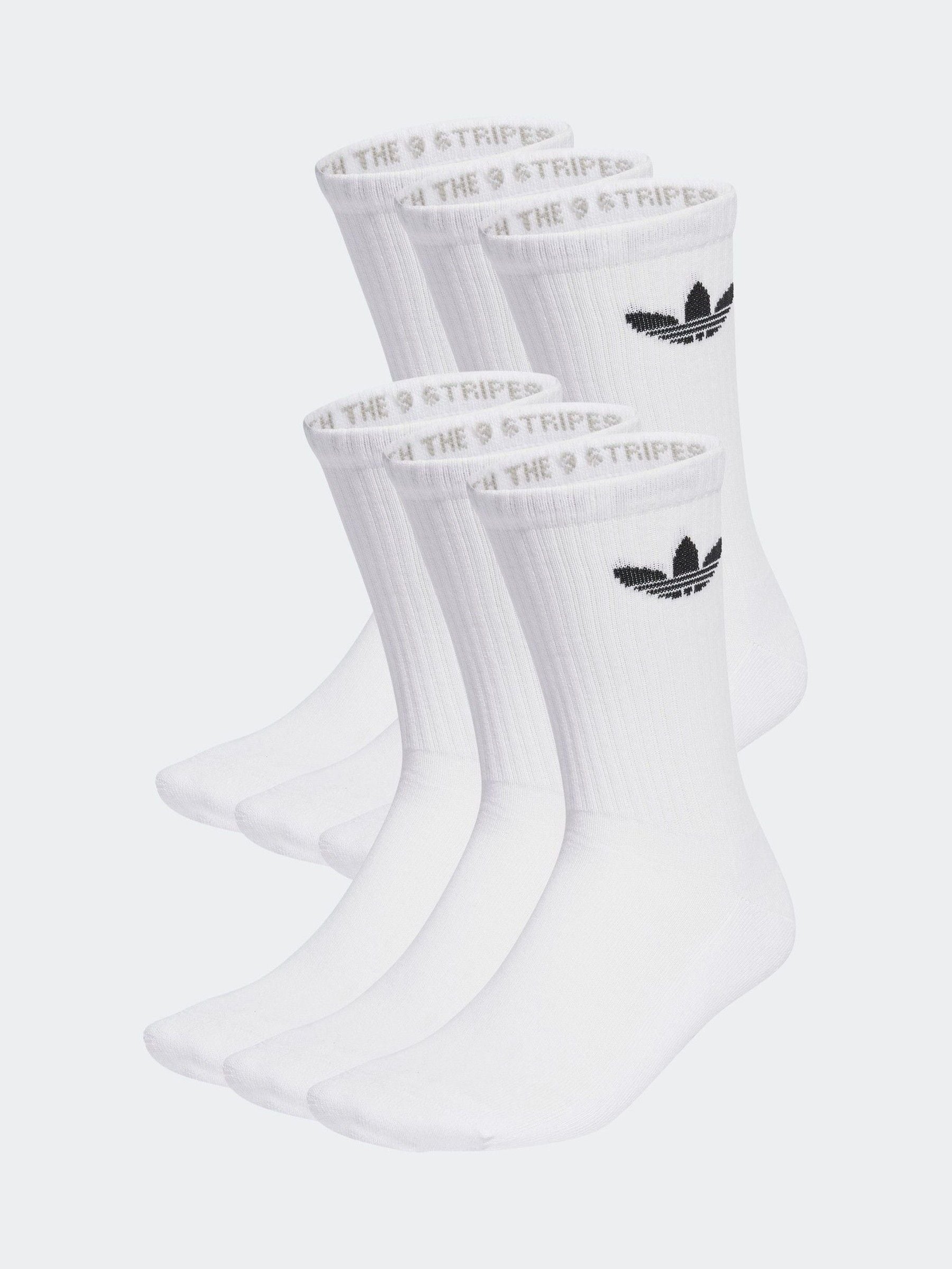 Adidas Originals Uomo Bianco Mens Set 6 Calze Crew Trefoil Cushion Taglia 46 - 48, JD Sports - Immagine 5