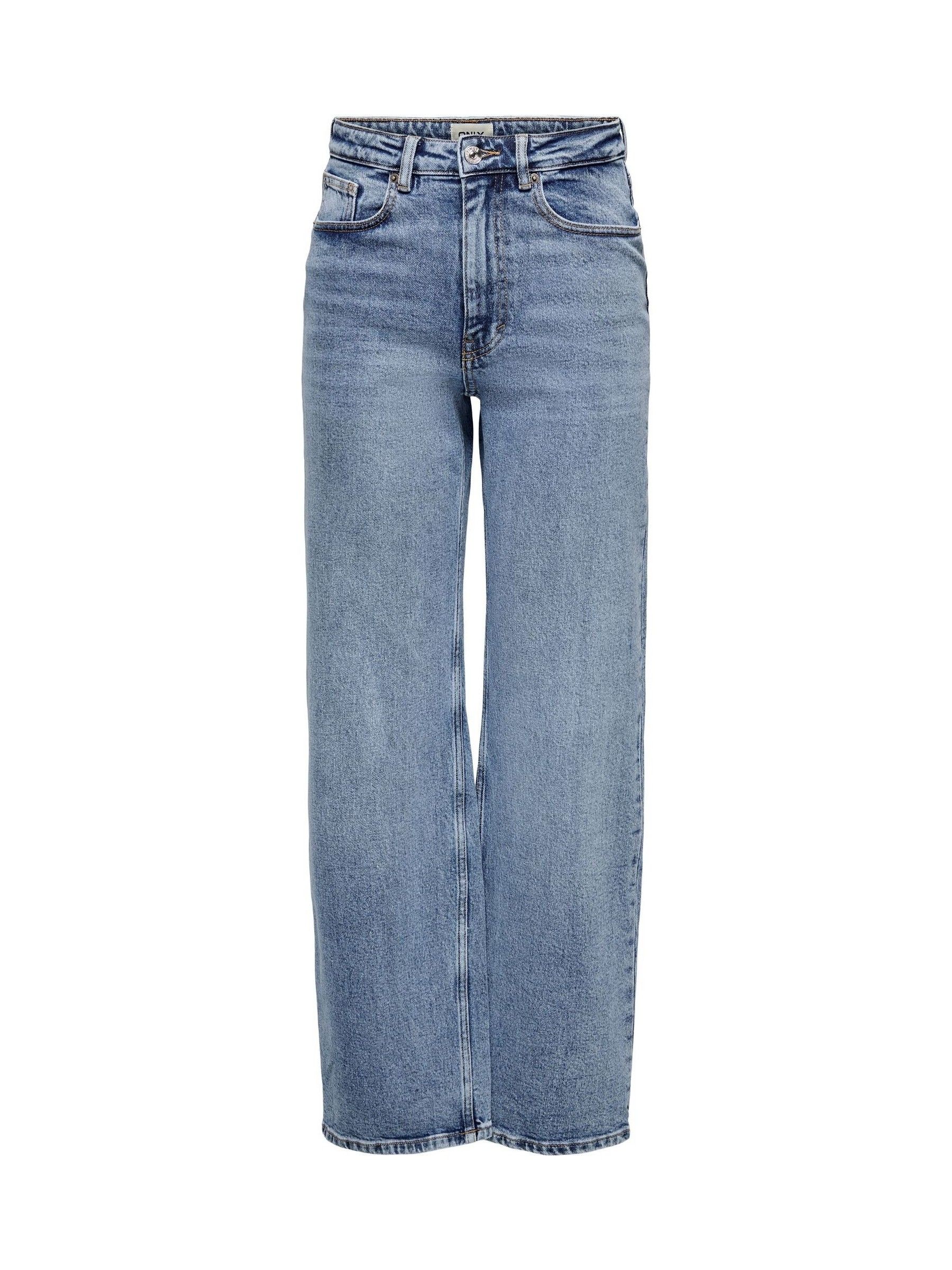 Only Vaqueros De Tiro Alto Y Pernera Ancha De Mezcla De Algodón