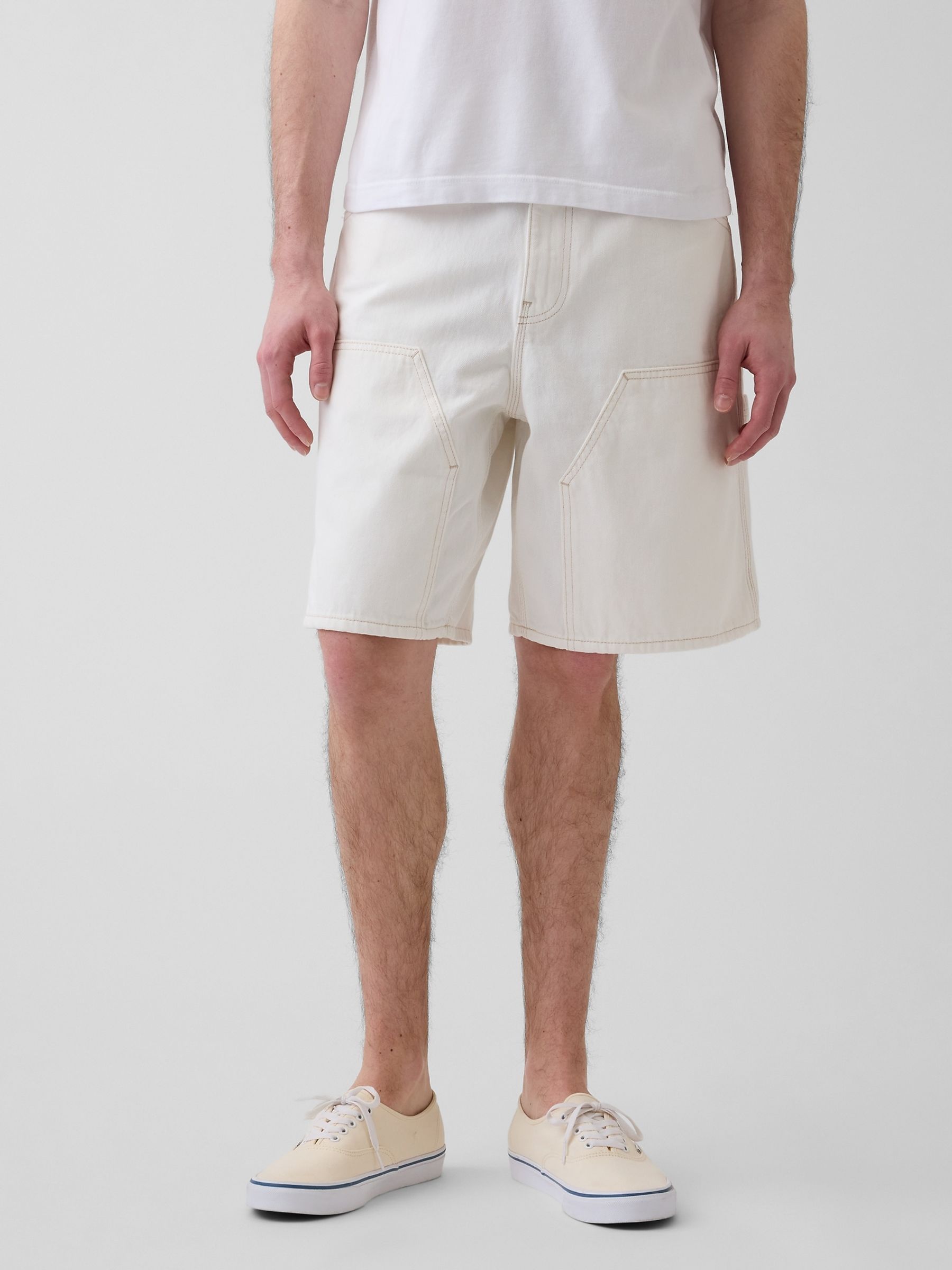 Gap White 9 inch Loose Denim Carpenter Shorts