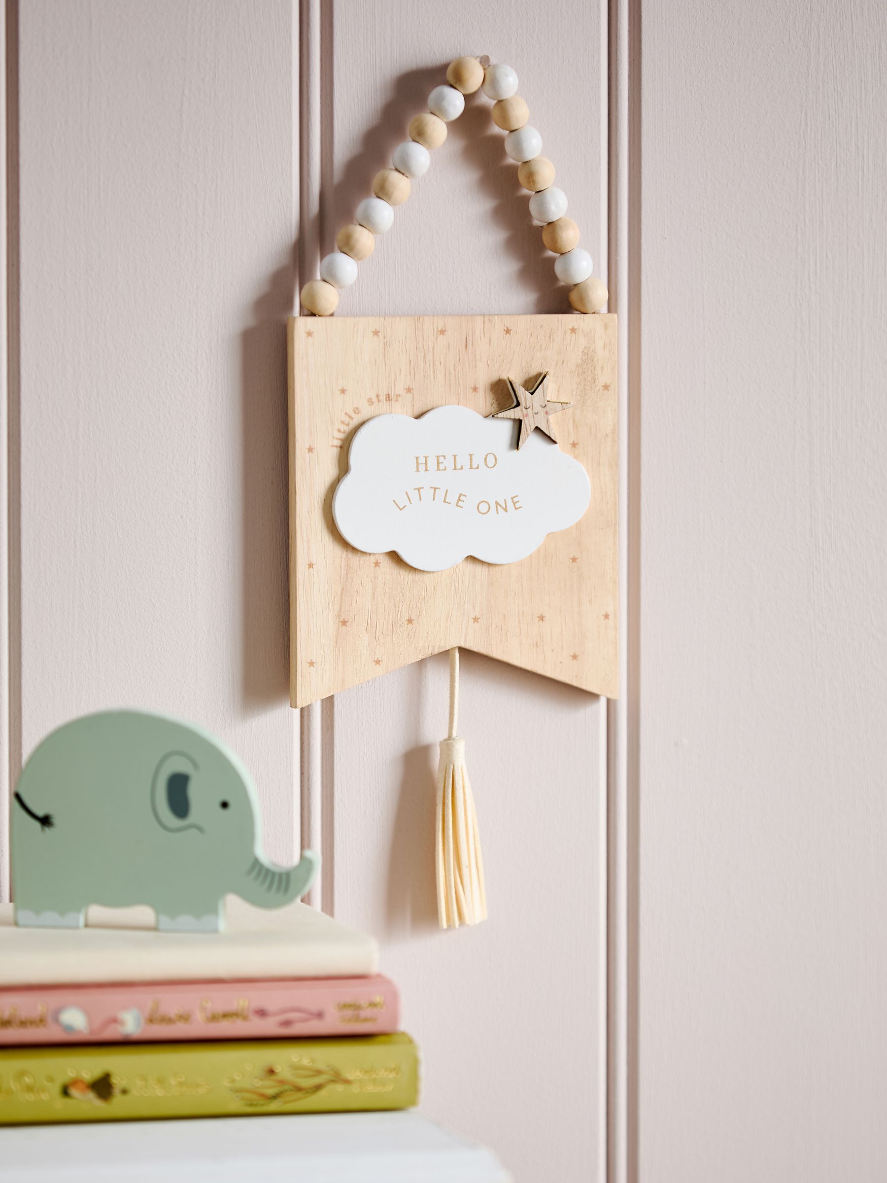 Next Natural New Baby Cloud Wooden Hanging Decoration