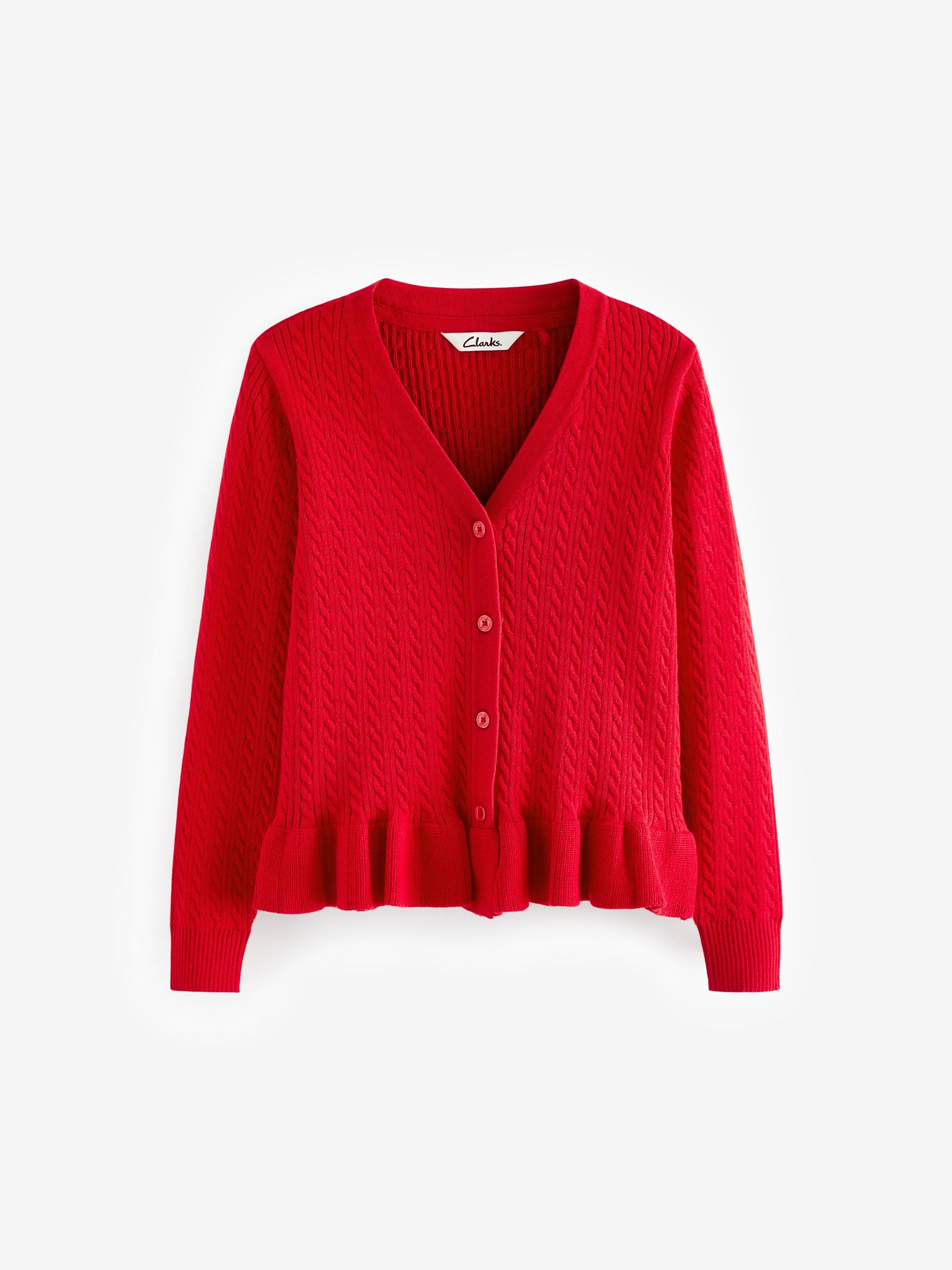 Clarks Kábelkötésű Fodros Iskolai Kardigán