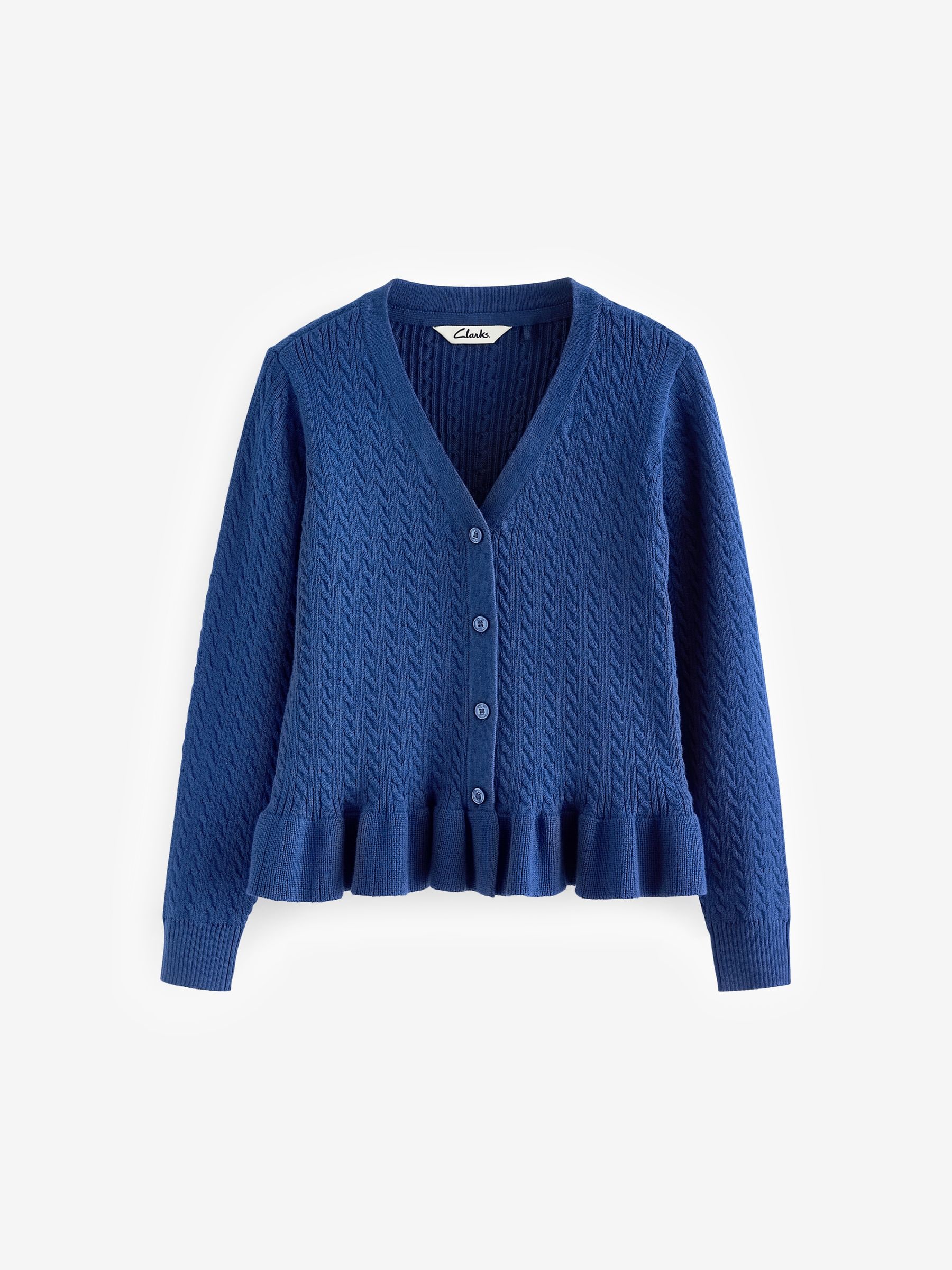 Clarks Kábelkötésű Fodros Iskolai Kardigán