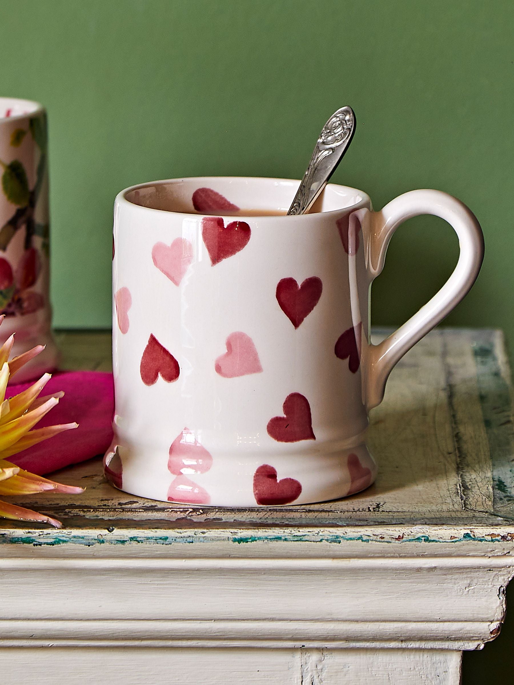 Emma Bridgewater Cream Pink Hearts 1/2 Pint Mug