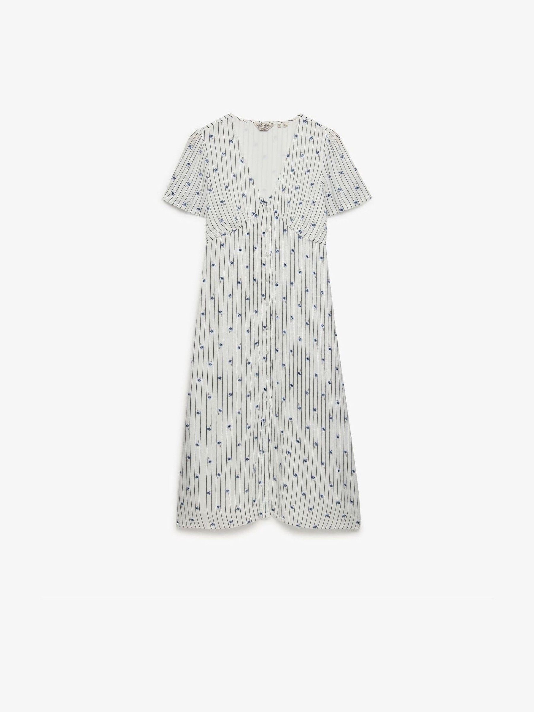 Superdry Mujer Gris Vestido Corto Con Botones Estampado - Imagen 3