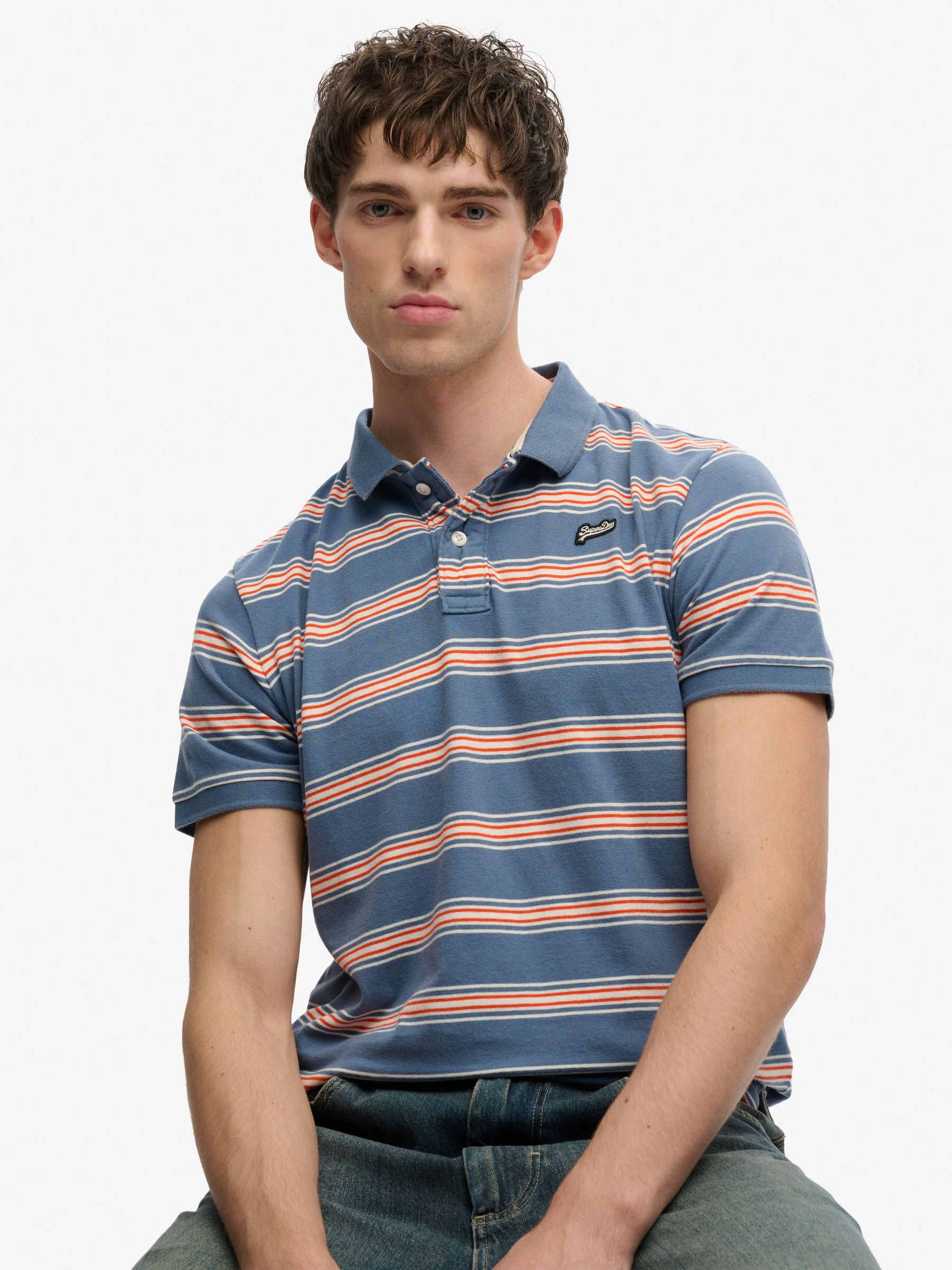 Next - Superdry Męski Niebieski Polo Shirt